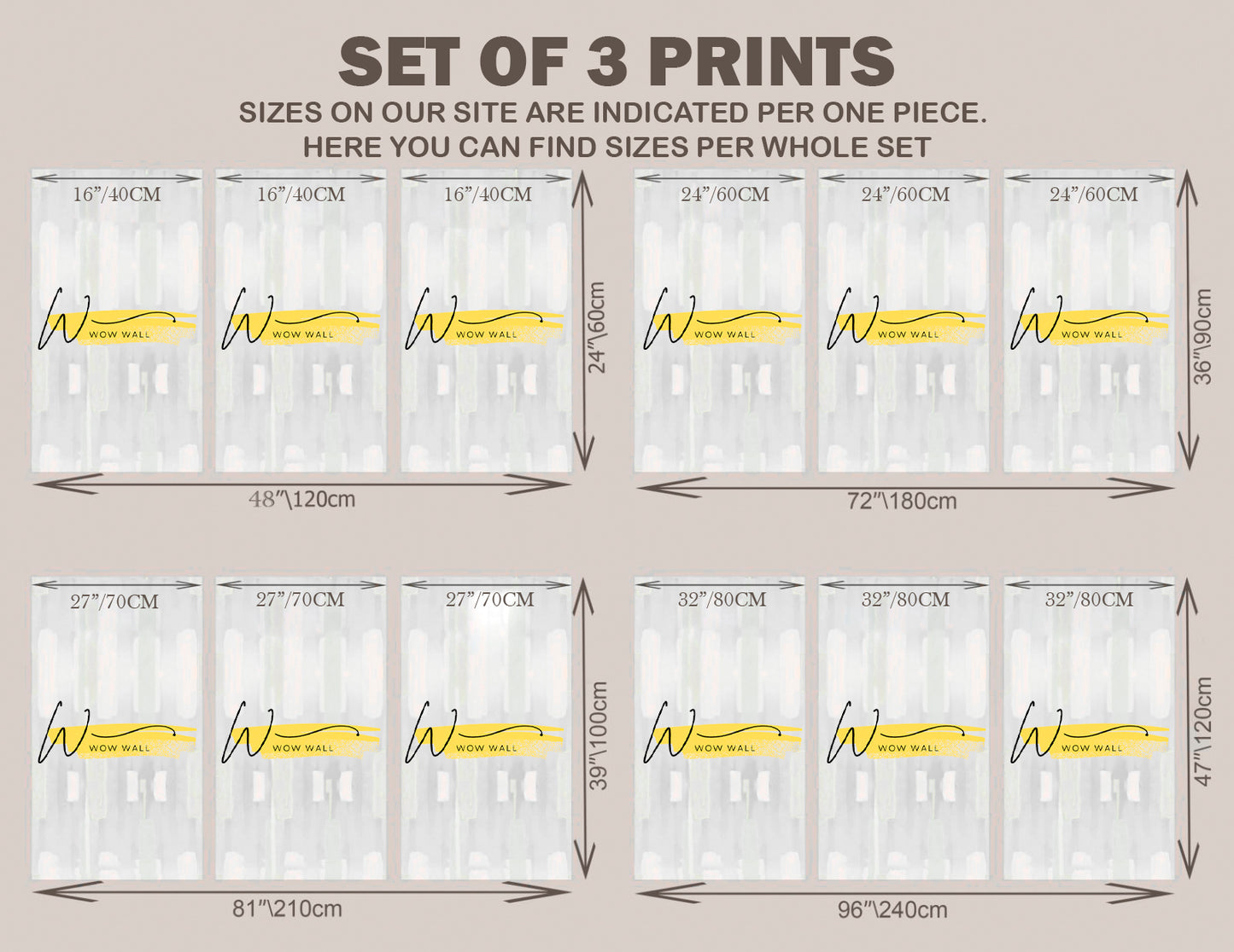 Mountains three piece framed wall art, abstract floater frame artwork, set of 3 landscape prints, yellow white framed wall hanging decor