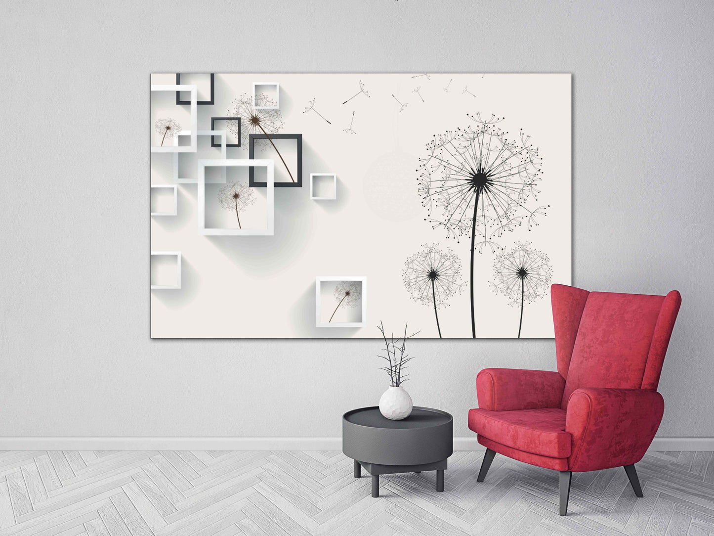 Pastell Wandkunst geometrische Wandkunst Pusteblumen Wandkunst Blumen Wandkunst Gemälde auf Leinwand, Wohnwanddekoration, Leinwandgemälde Wohnzimmerkunst