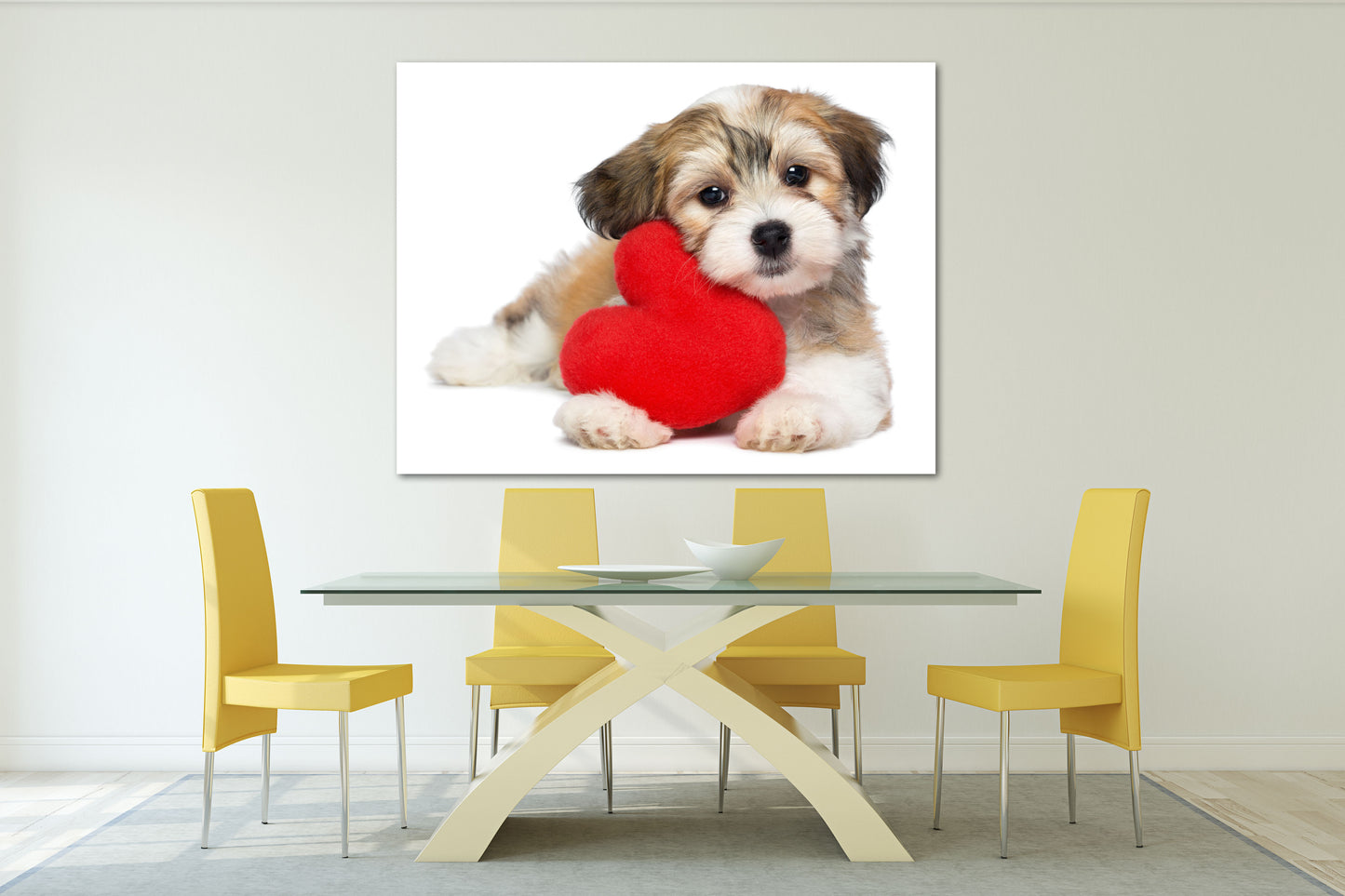 Red heart wall art, Love wall art paintings on canvas, valentines day gift, love picture, pet paintings, Valentine dog, heart wall decor