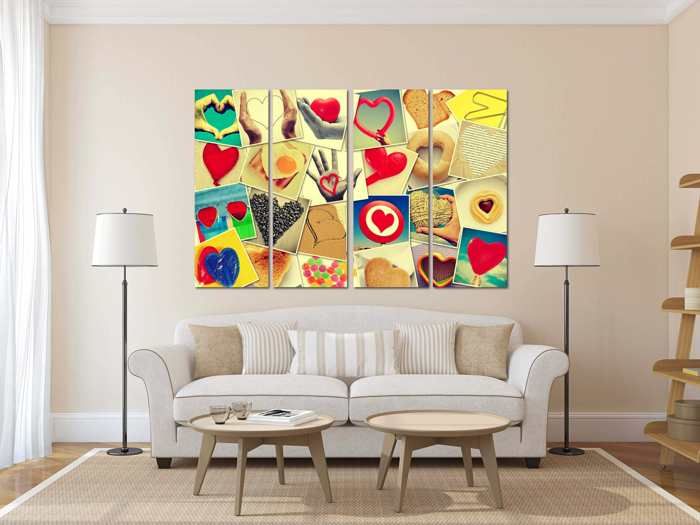 Rotes Herz Wandkunst, Liebesgemälde auf Leinwand, Valentinstagsgeschenk, Liebesbild, Collage Kit Wanddekoration, Herz Wanddekoration