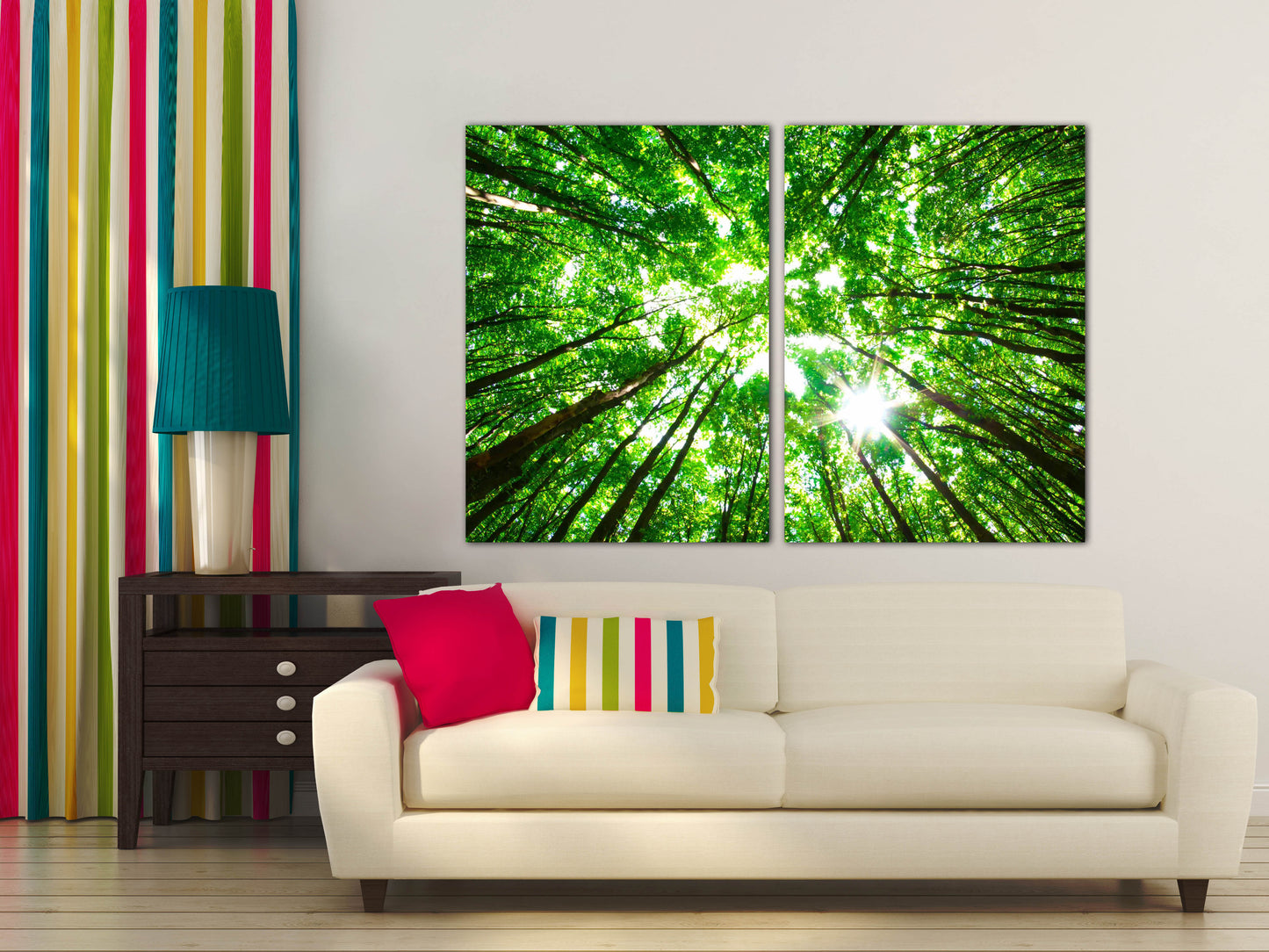 Tree topper wall art Forest wall art Tree Branch Print Home wall decor Canvas painting Farmhouse wall decor Multi panel wall art