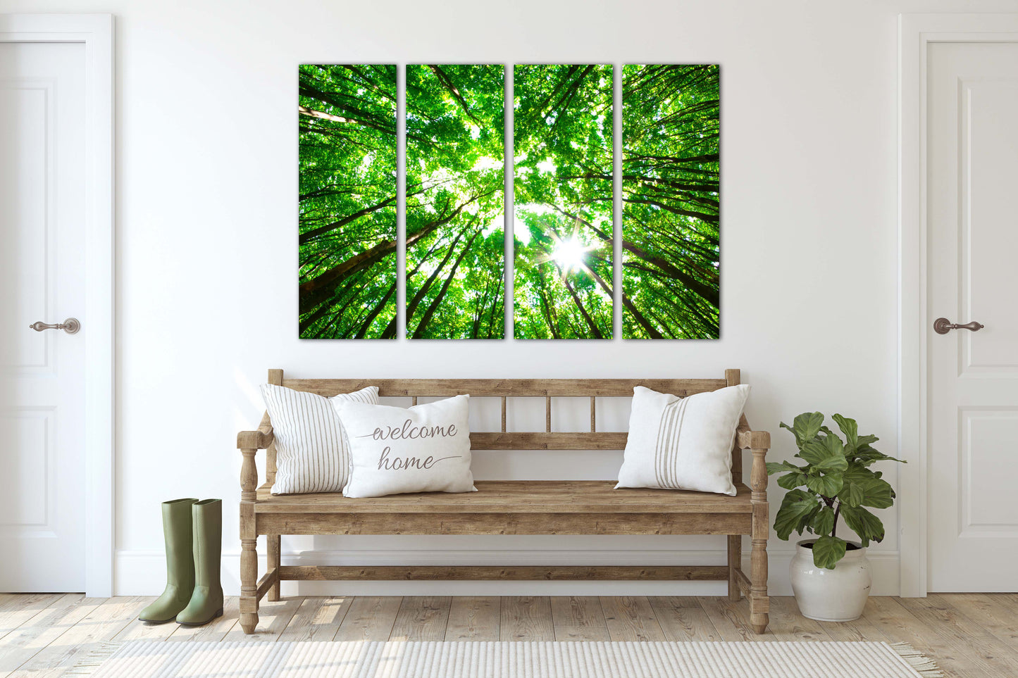 Tree topper wall art Forest wall art Tree Branch Print Home wall decor Canvas painting Farmhouse wall decor Multi panel wall art