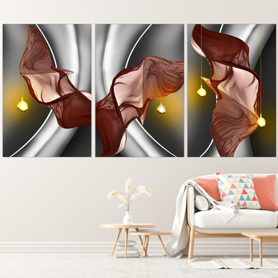 Geometrische Wandkunst, druckbares 3er-Set, abstrakte Wandkunstgemälde auf Leinwand, druckbares 3er-Set geometrischer Wandkunst