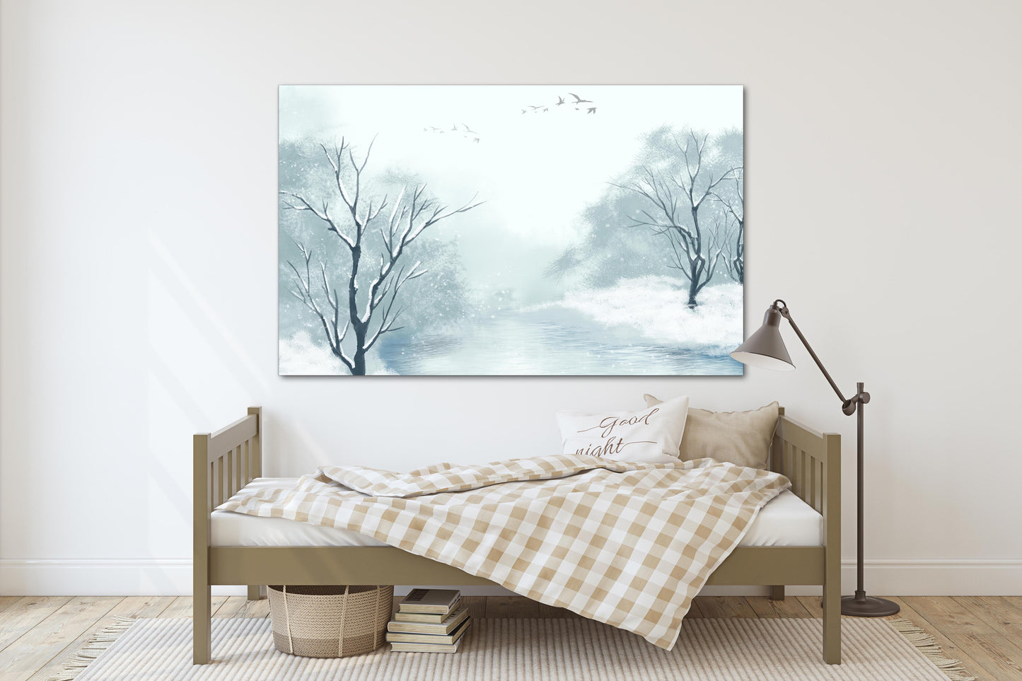 Winter wonderland Wake forest Modern abstract Canvas painting Original wall art print on canvas unique gift Wall decor