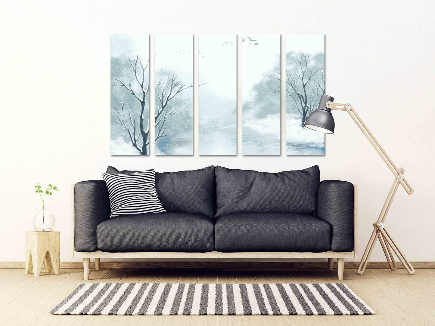 Winter wonderland Wake forest Modern abstract Canvas painting Original wall art print on canvas unique gift Wall decor