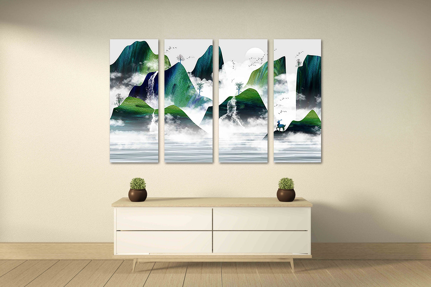 Smoky Mountains Wall Emerald green wall decor Modern Print Wall Art Poster Multi Panel Canvas Wall Decor Abstract Painting Canvas Prints