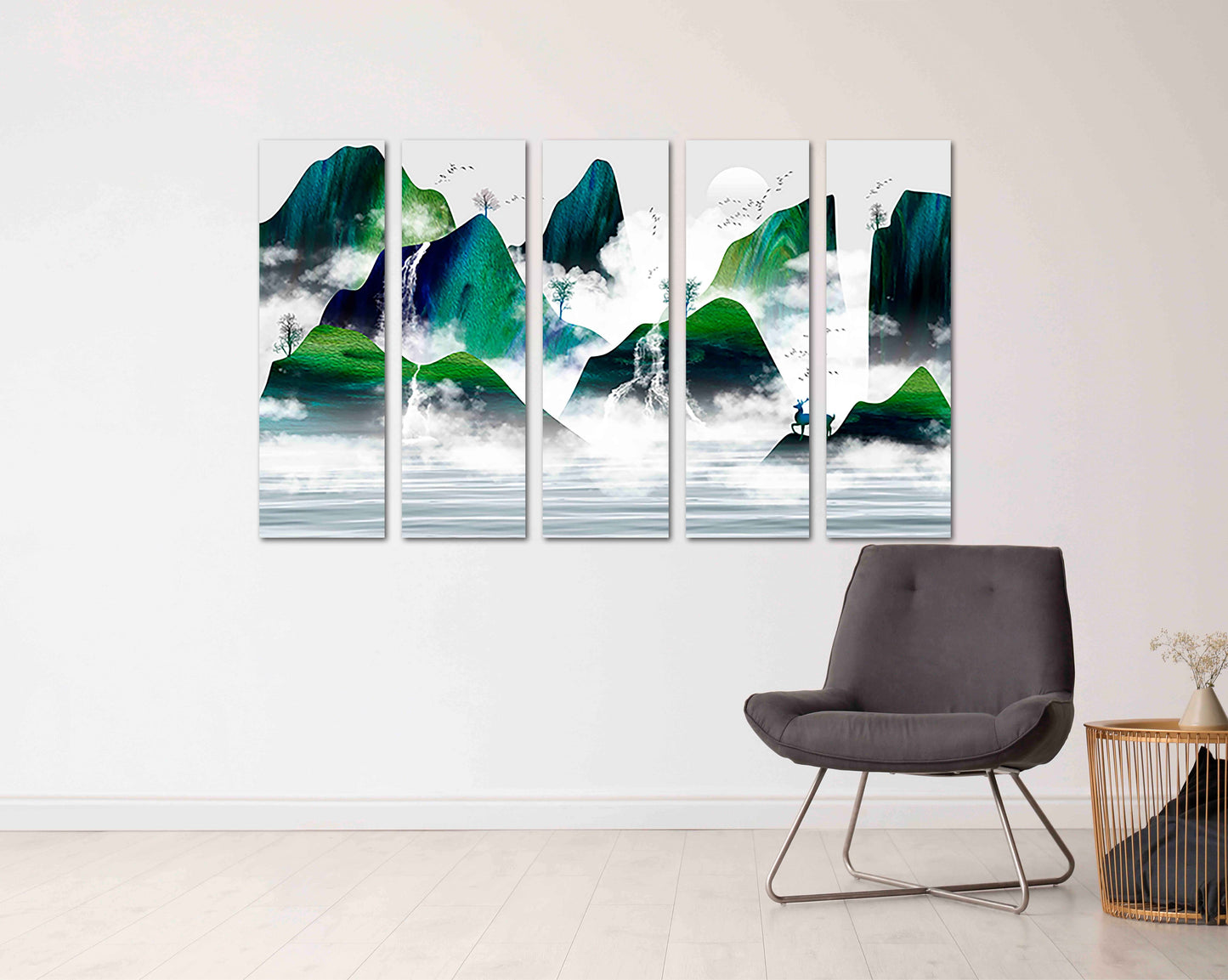 Smoky Mountains Wall Emerald green wall decor Modern Print Wall Art Poster Multi Panel Canvas Wall Decor Abstract Painting Canvas Prints