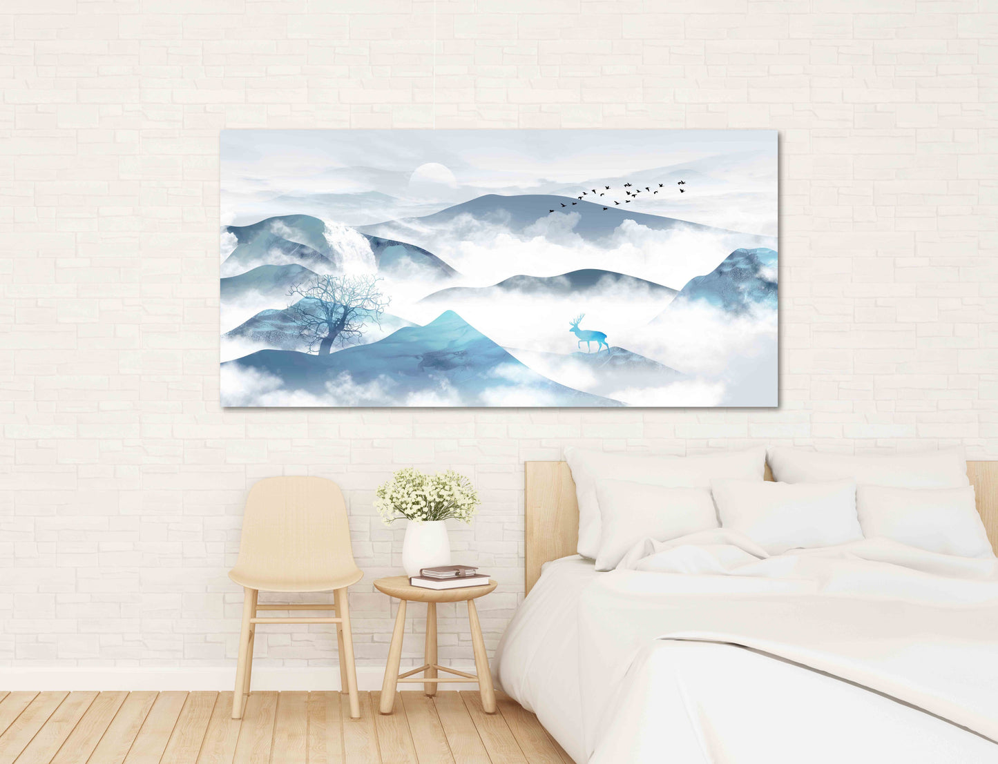 Blue ridge mountains wall art Smoky mountains wall art Outdoors mountains wall art Deer printable Canvas painting