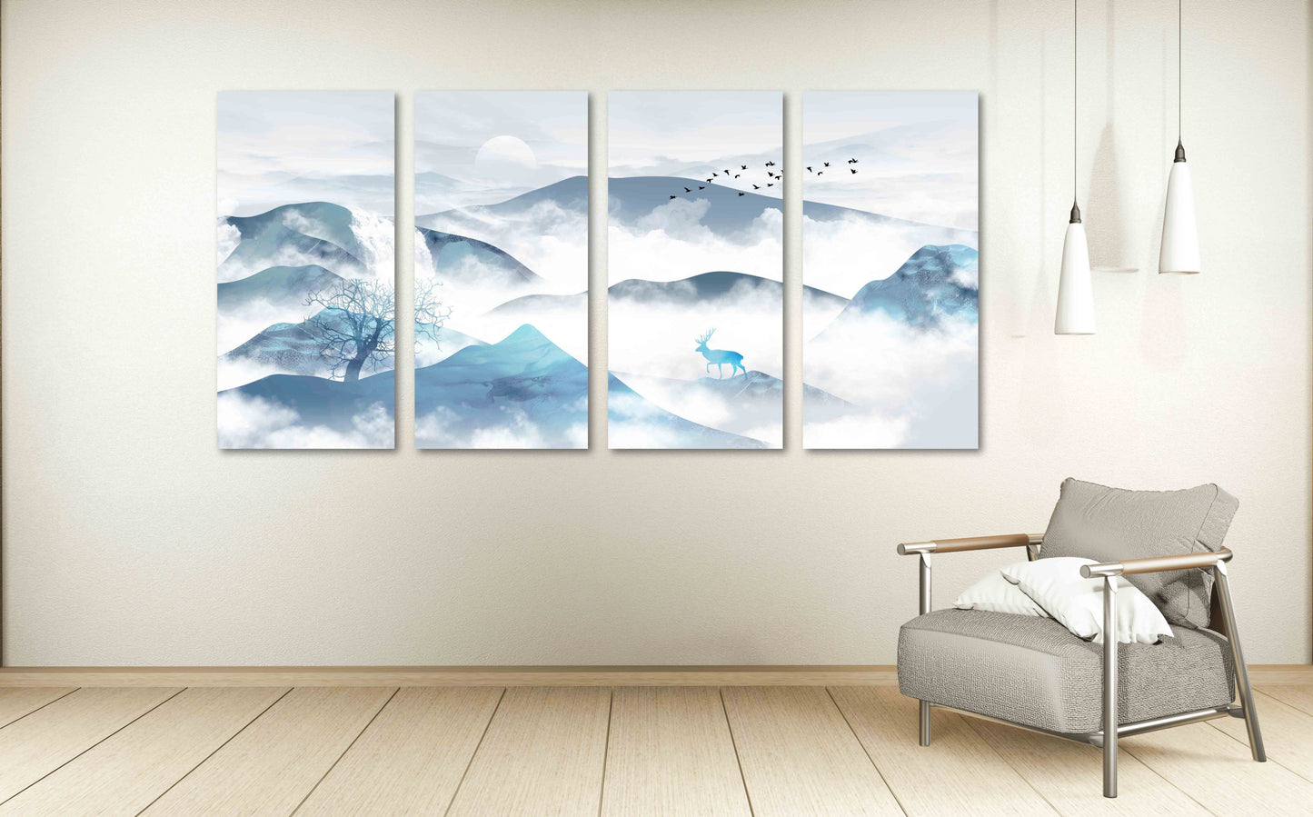 Blue ridge mountains wall art Smoky mountains wall art Outdoors mountains wall art Deer printable Canvas painting