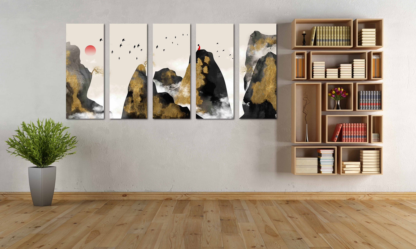 Framed wall art mountains Rocks and mountains 3 panel canvas Wall decor outdoors Mountains wall art Canvas painting
