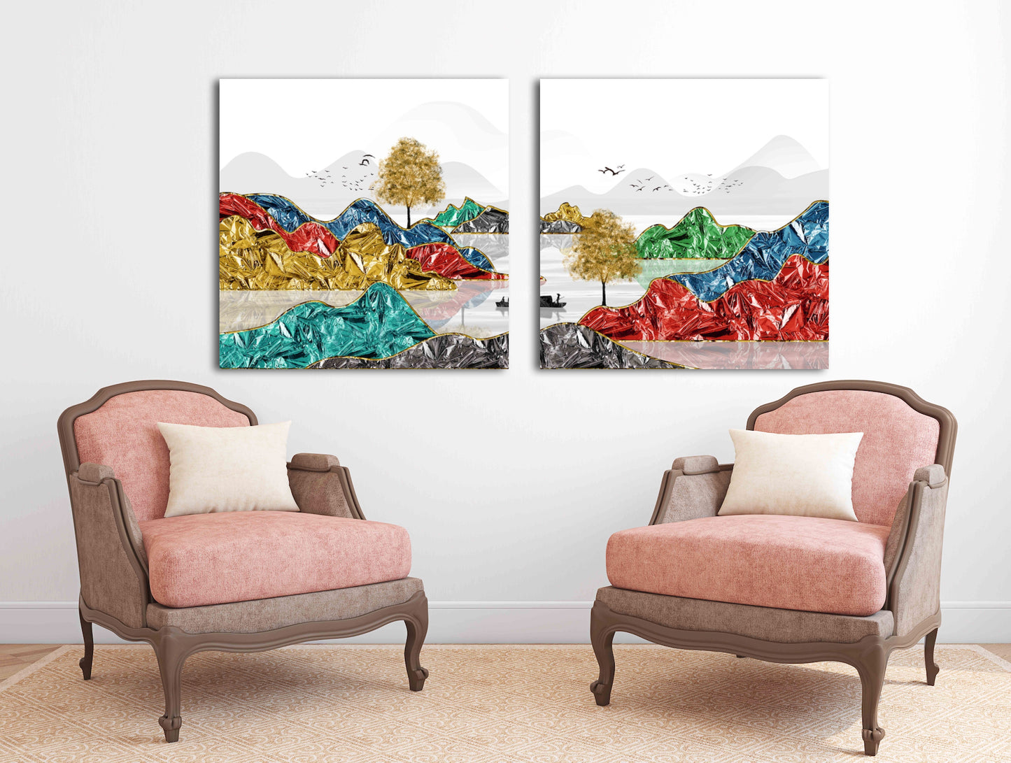 Mountain lake painting original art lake Framed wall art mountains Outdoors mountains Canvas painting Home wall decor Rocks and mountains