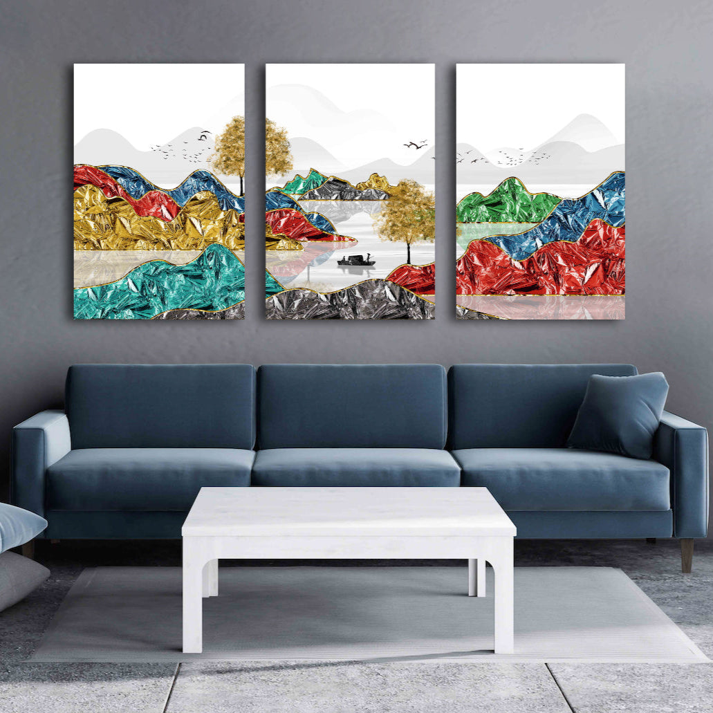 Mountain lake painting original art lake Framed wall art mountains Outdoors mountains Canvas painting Home wall decor Rocks and mountains