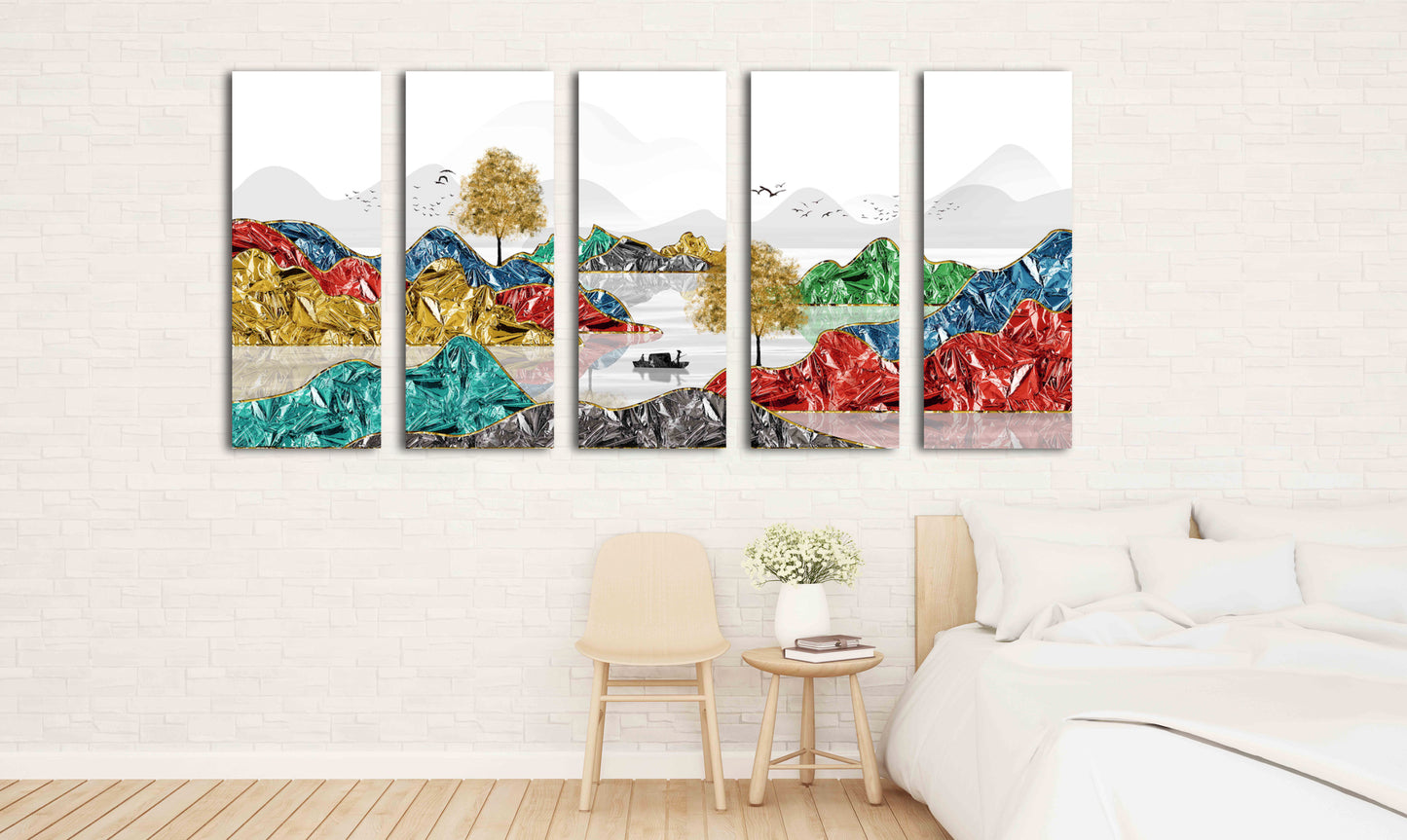 Mountain lake painting original art lake Framed wall art mountains Outdoors mountains Canvas painting Home wall decor Rocks and mountains