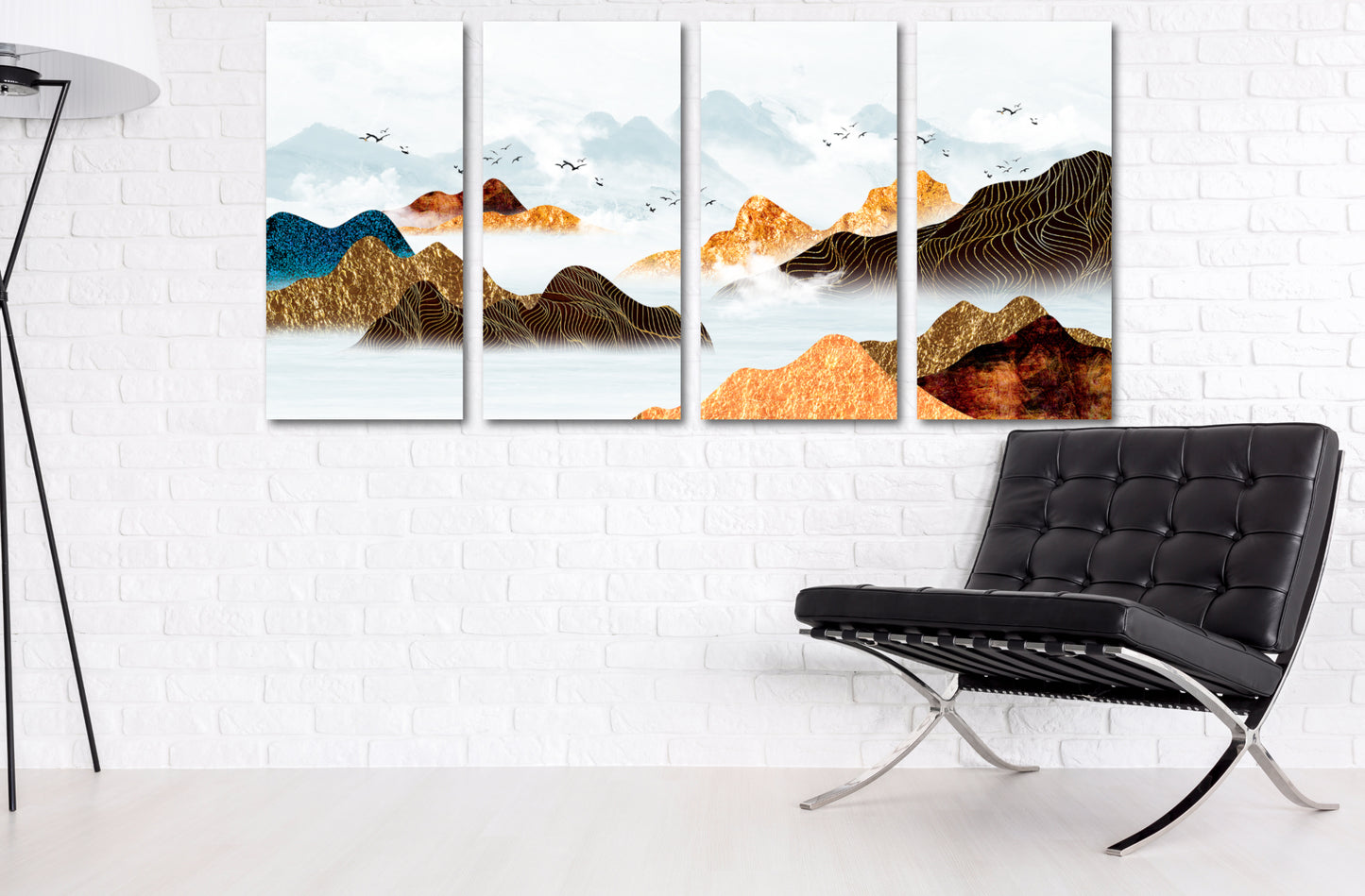 Mountain lake painting original art lake Framed wall art mountains Canvas painting Home wall decor Rocks and mountains 3 piece frame canvas