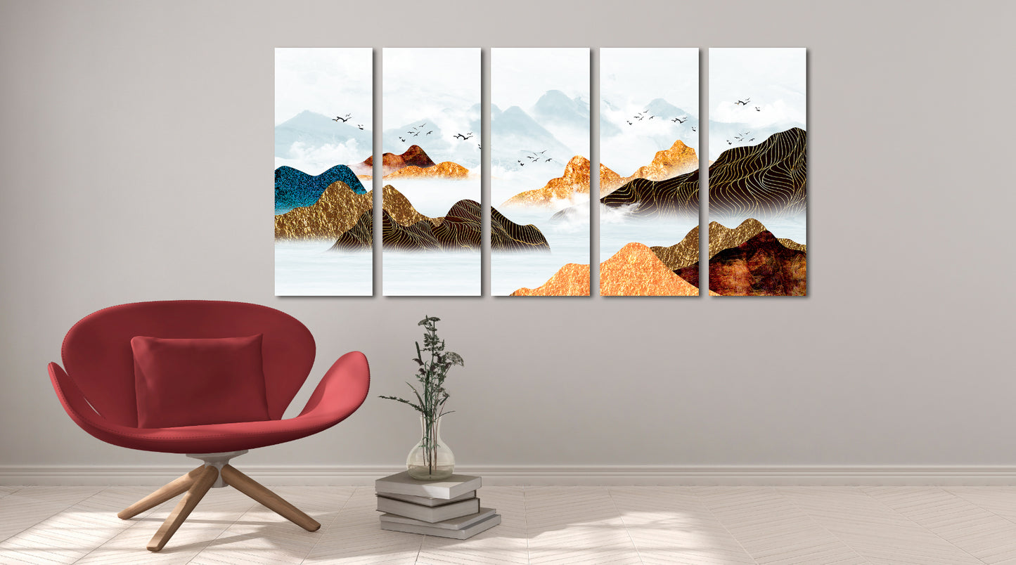 Mountain lake painting original art lake Framed wall art mountains Canvas painting Home wall decor Rocks and mountains 3 piece frame canvas