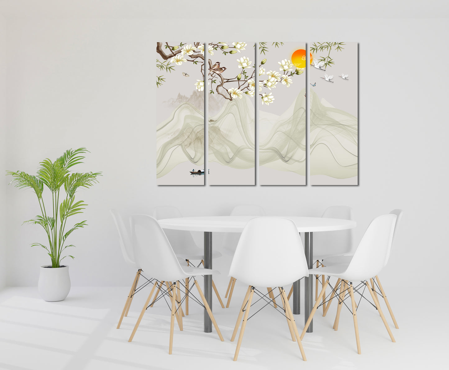Sakura wall art deco, flower wall art, japanese wall art, asian wall art, extra large wall art, floral canvas painting, calm horizontal art