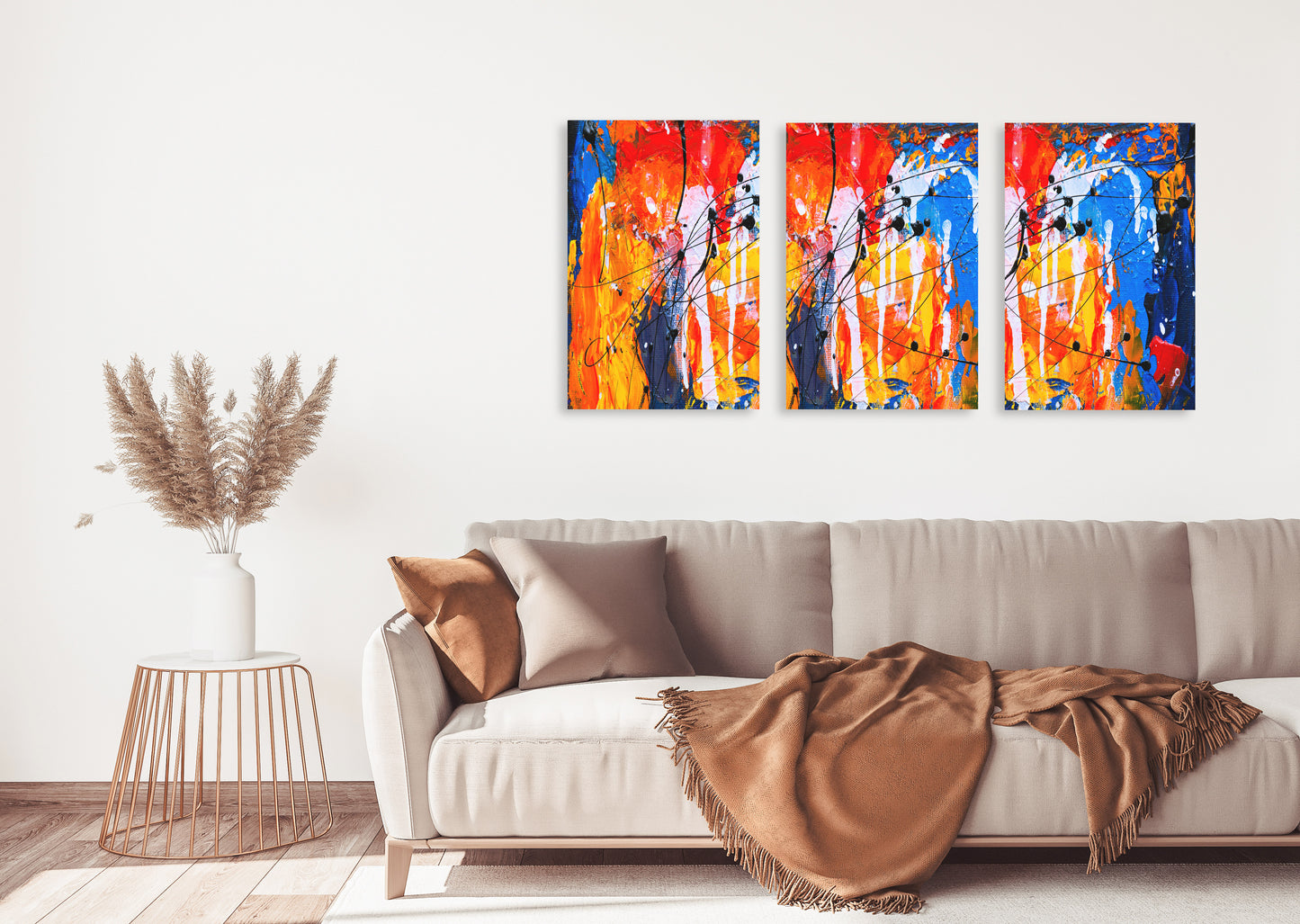 Abstract wall art, modern wall art paintings on canvas, decorative gift, printable wall art set of 3, multi panel wall art