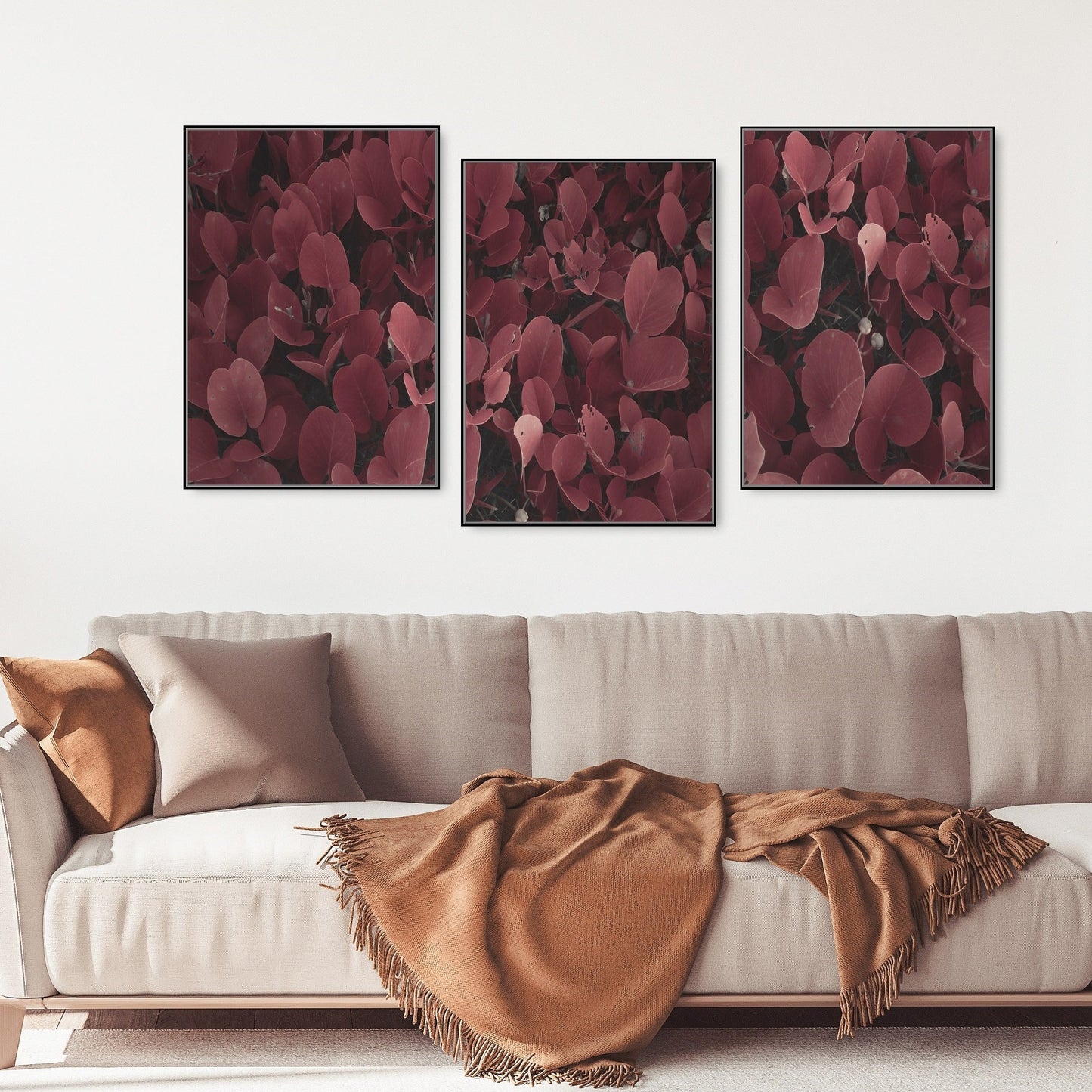 Leaves wall art, modern wall art, canvas painting , plant wall art, decorative gift, printable wall art set of 3, multi panel wall art