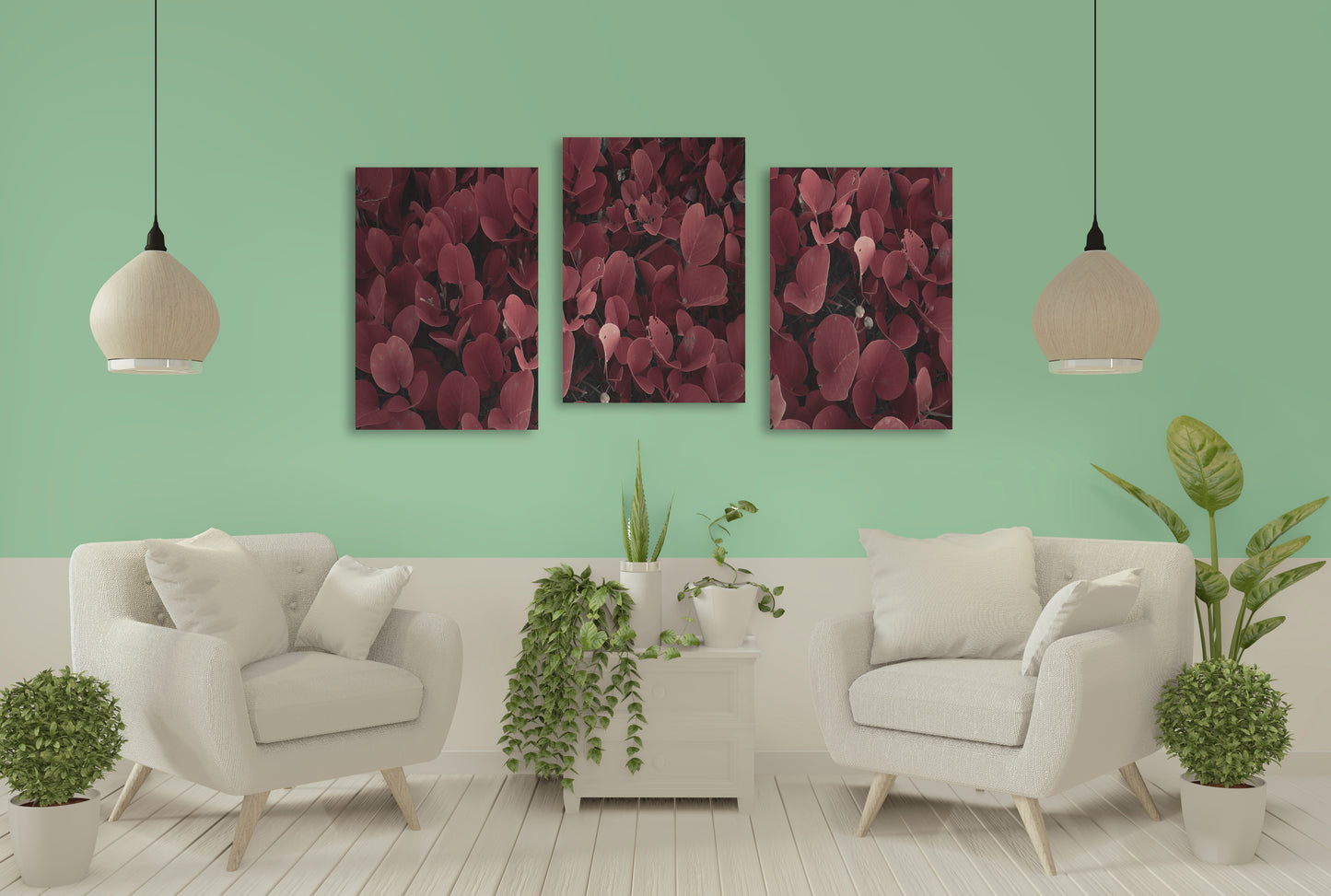 Leaves wall art, modern wall art, canvas painting , plant wall art, decorative gift, printable wall art set of 3, multi panel wall art