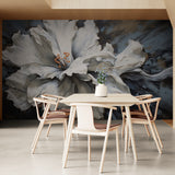 Extra large floral wallpaper, white flower wall mural peel and stick, removable botanical wallpaper, 3d effect flower mural self adhesive