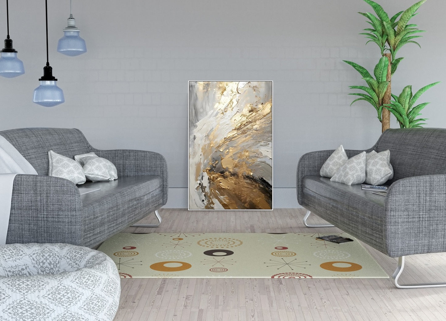 Großes abstraktes Ölgemälde auf Leinwand, Wandkunst im graubraunen Floater-Rahmen, moderne gerahmte Wanddekoration zum Aufhängen, Designer-Wandkunst als Geschenkrahmen, Wandkunst für das Wohnzimmer (Kopie)