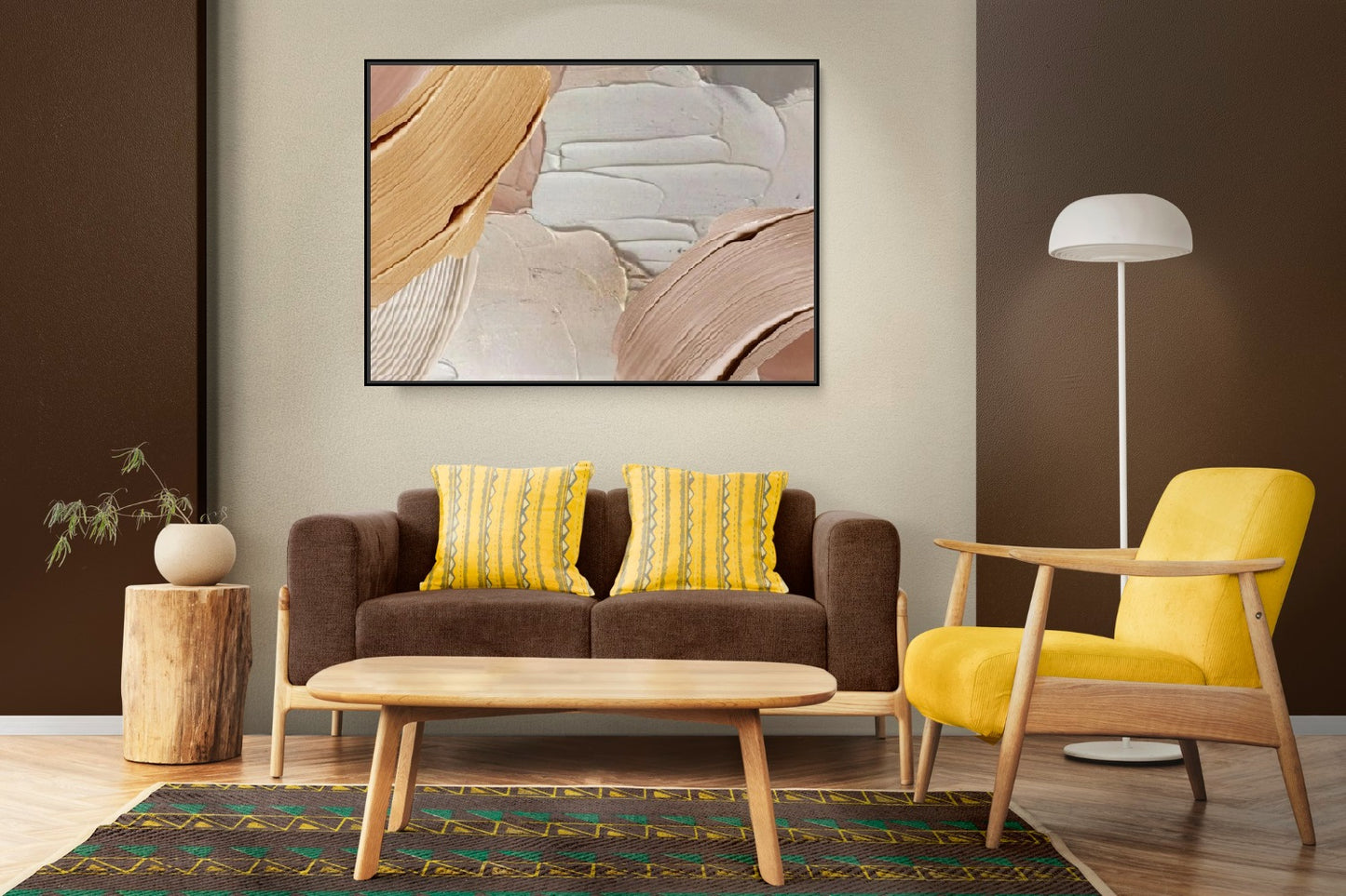 Großes Ölgemälde, abstrakter Leinwanddruck im Floater-Rahmen, modernes 3D-Kunstwerk, druckbare Wandkunst fürs Wohnzimmer, zeitgenössisches Kunstwerk