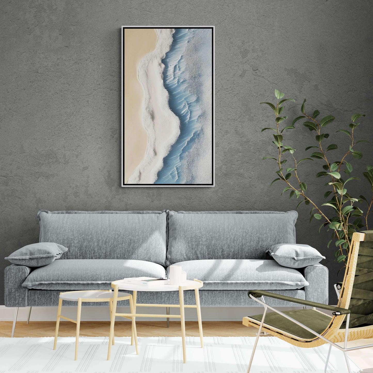 Wandkunst mit Meer und Wasser, gerahmter maritimer Leinwanddruck, abstraktes Wellenkunstwerk, großer Kunstdruck fürs Wohnzimmer, Geschenk für Männer