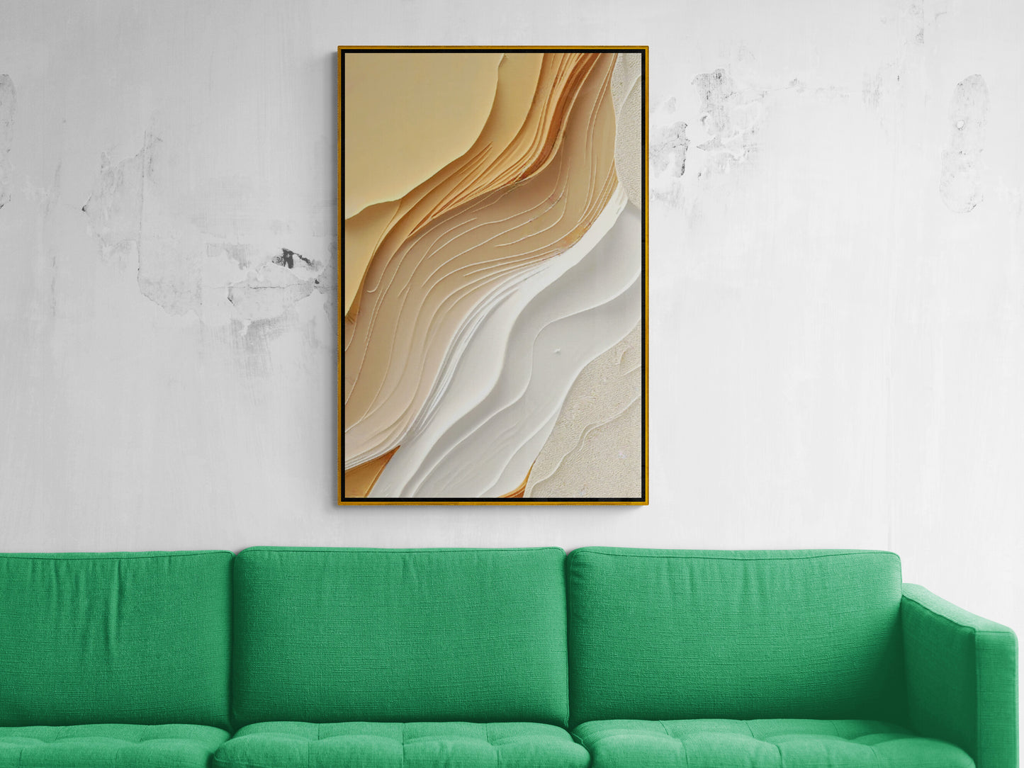 Abstrakte Wandkunst, weißer und beige Wellen Leinwanddruck, modernes zeitgenössisches Kunstwerk, Schlafzimmer Wandkunst, Geschenk für den Chef