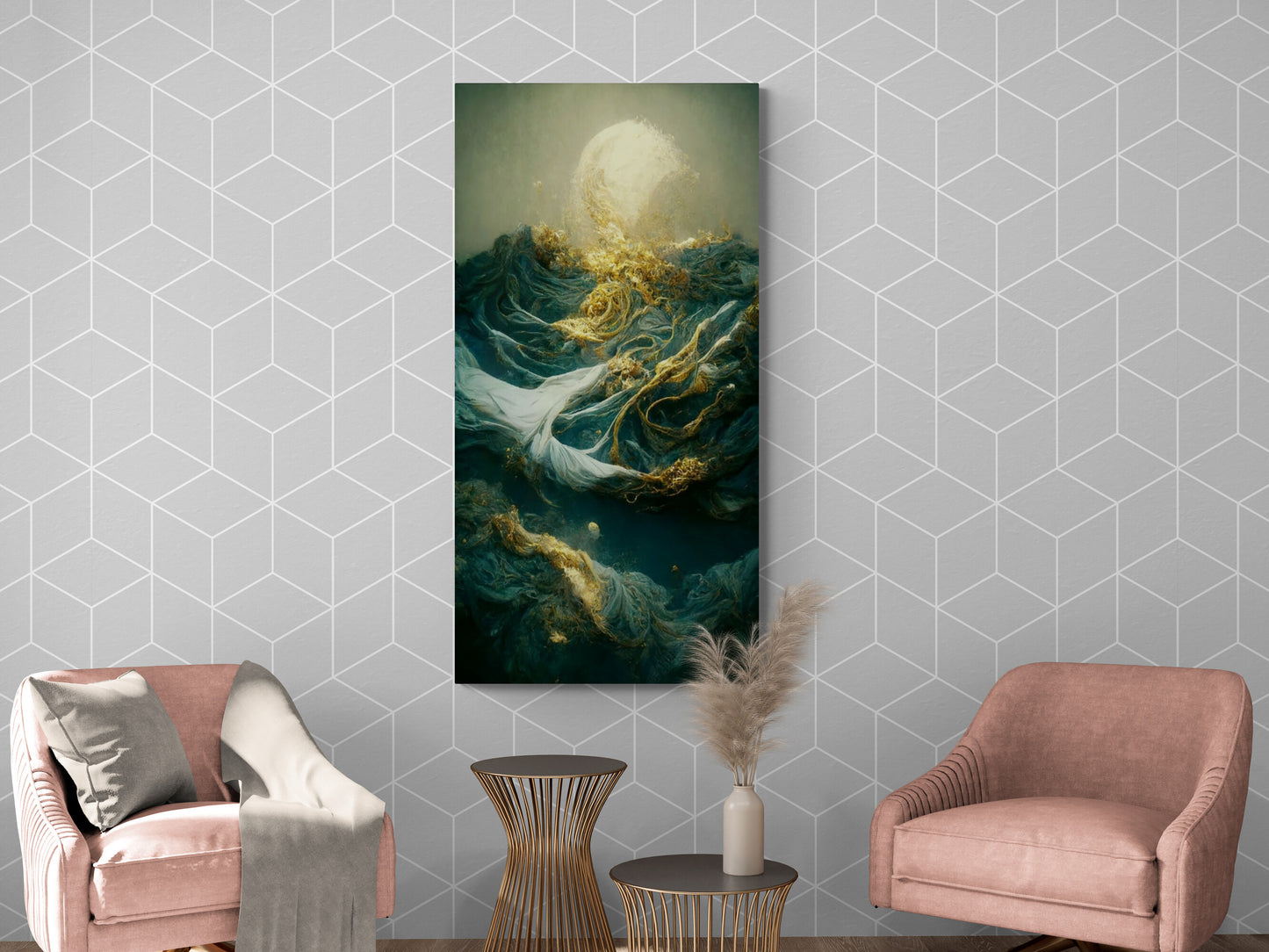 Fantasy-Wandkunst, 3D-Leinwanddruck, gerahmtes Mystery-Kunstwerk, vertikale Wandkunst über dem Bett, abstrakte Wandkunst, Akzentkunst p
