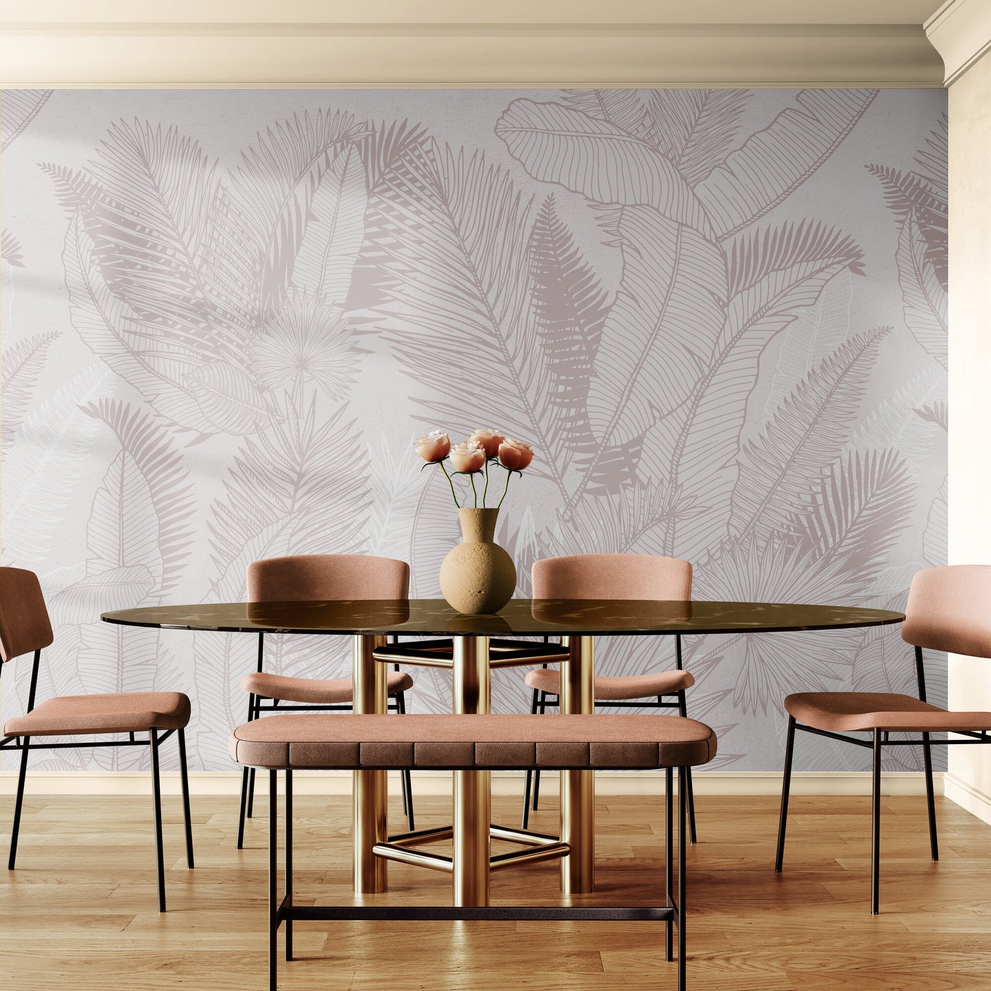 Blättertapete, abstraktes Wandbild zum Abziehen und Aufkleben, abnehmbare Tapete für Wohnzimmer oder Schlafzimmer, Tapete mit Federn