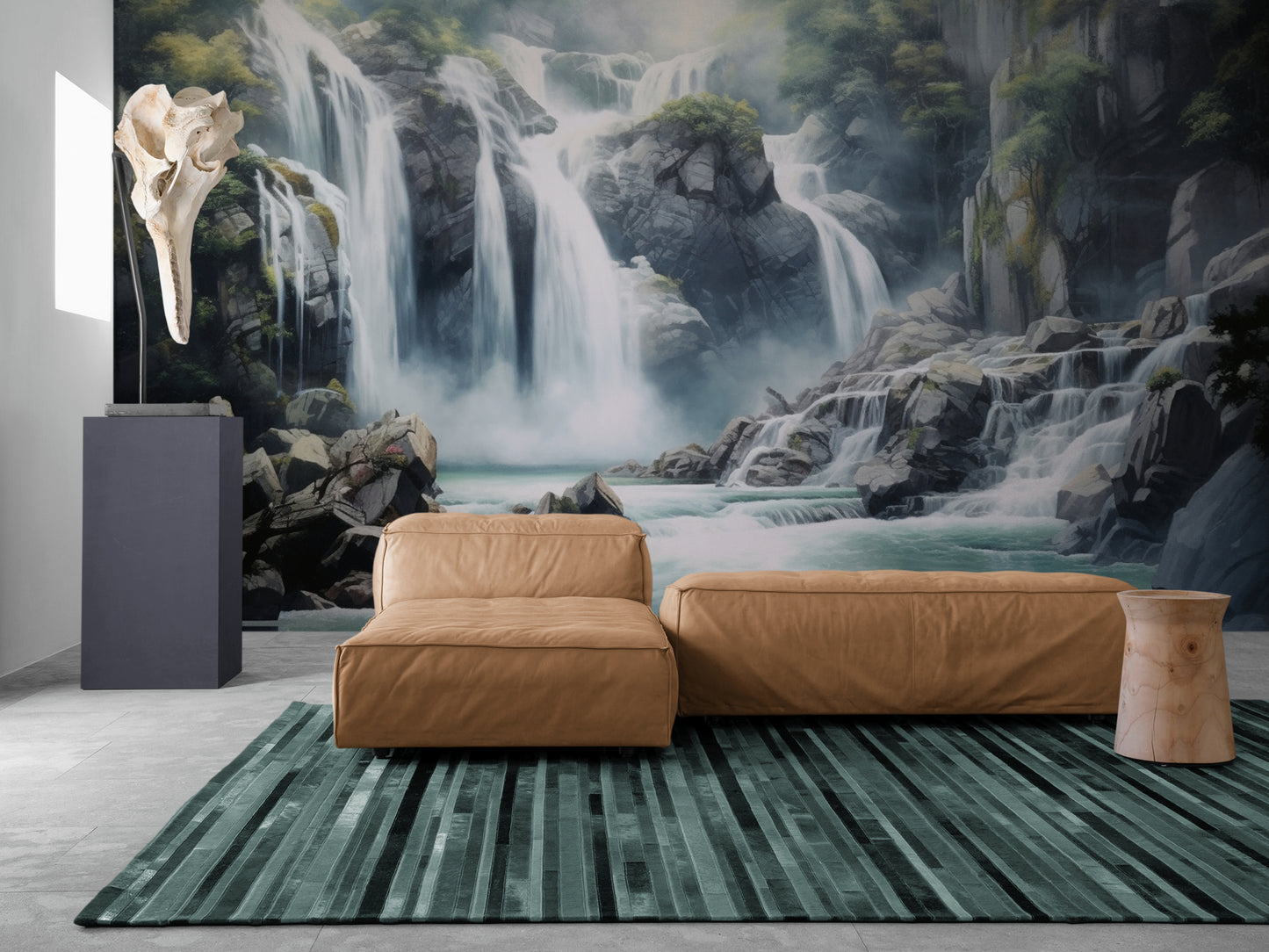 Wasserfall-Tapete, Tapete mit Bergen, Natur-Wandbild zum Abziehen und Aufkleben, selbstklebende Akzenttapete, Wohnzimmer-Wandbild