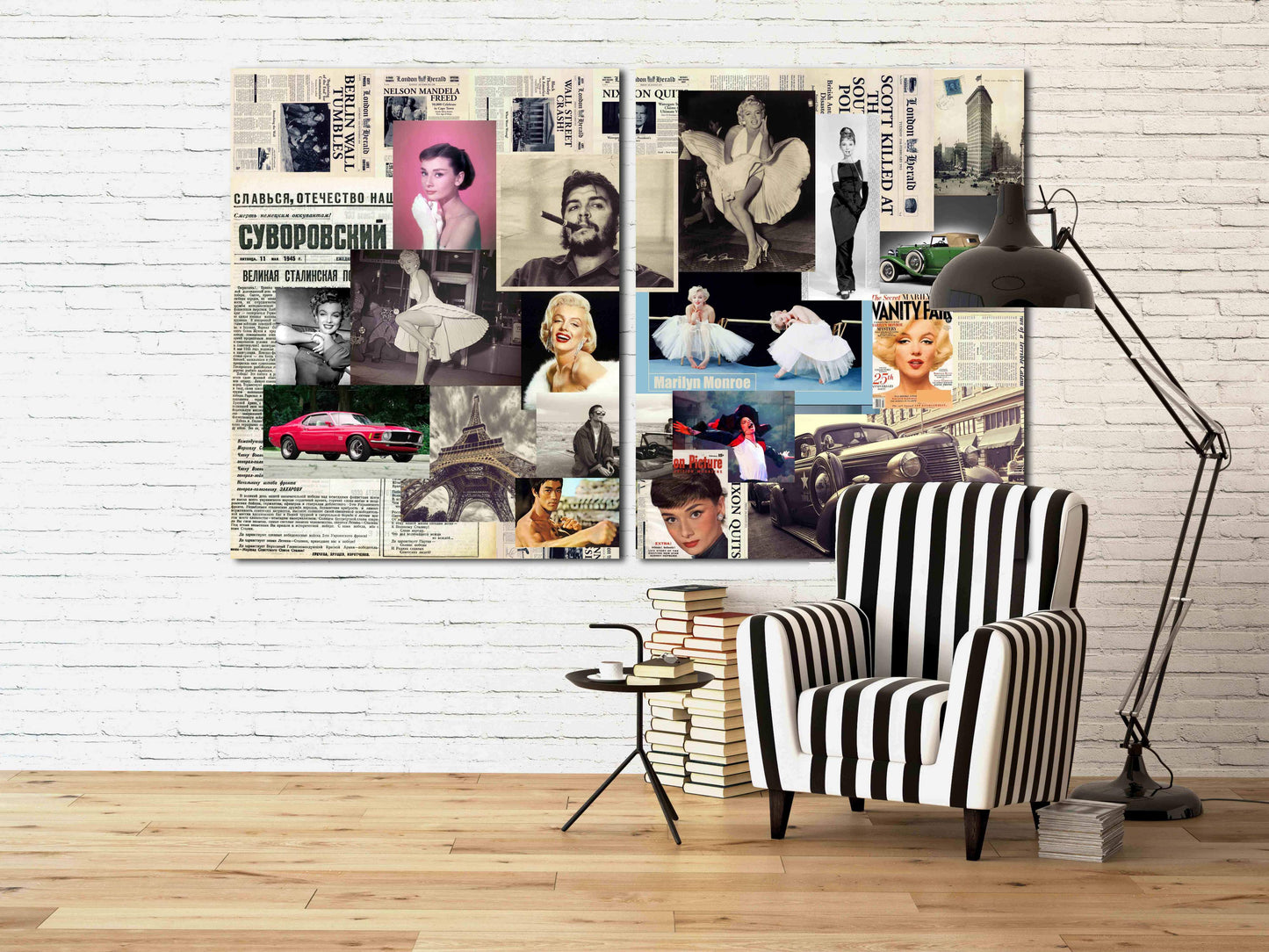 Marilyn Monroe canvas art Vintage wall art Vintage decor Vintage art 60s vintage wall collage kit photo celebrities
