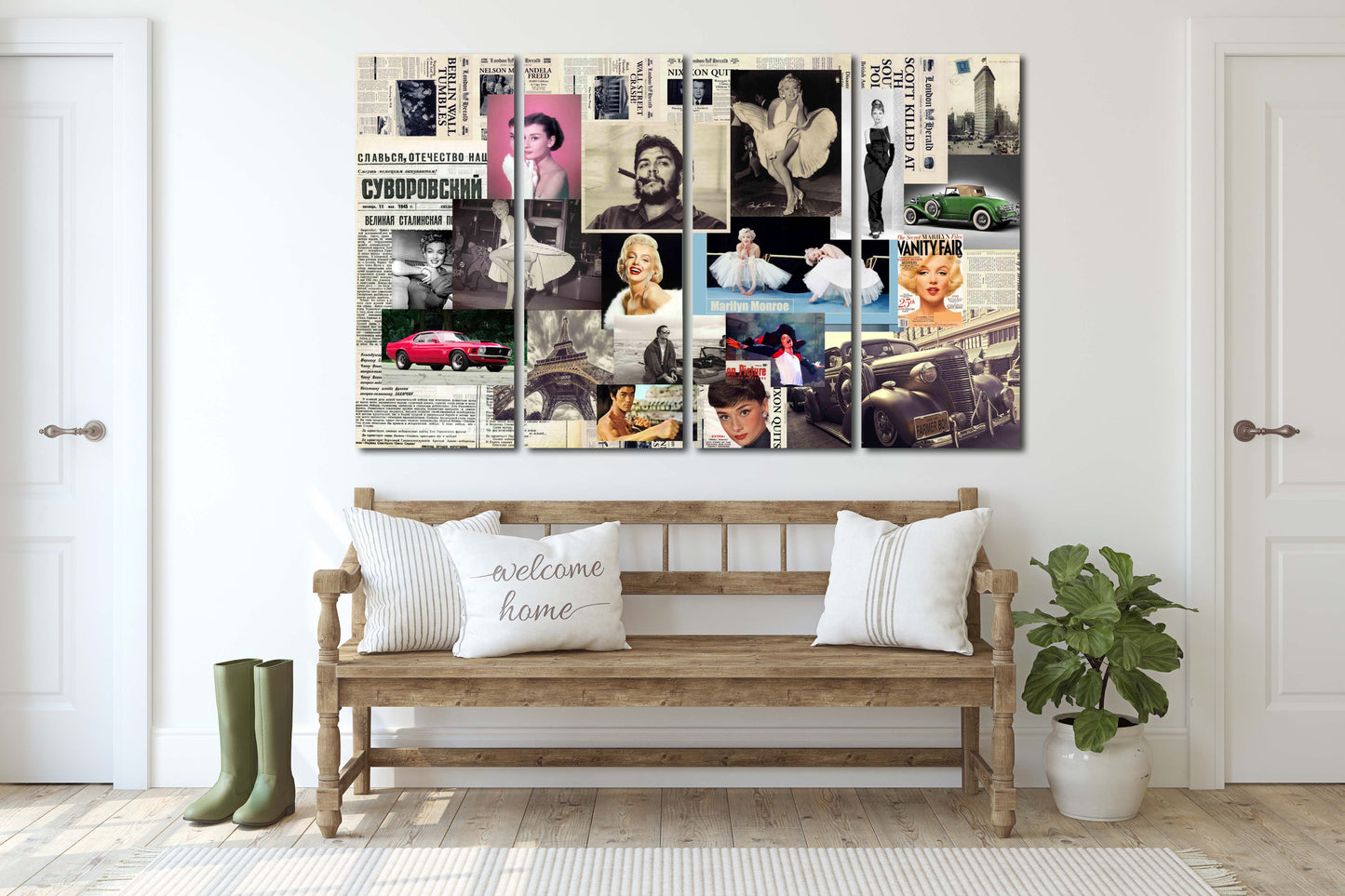 Marilyn Monroe canvas art Vintage wall art Vintage decor Vintage art 60s vintage wall collage kit photo celebrities