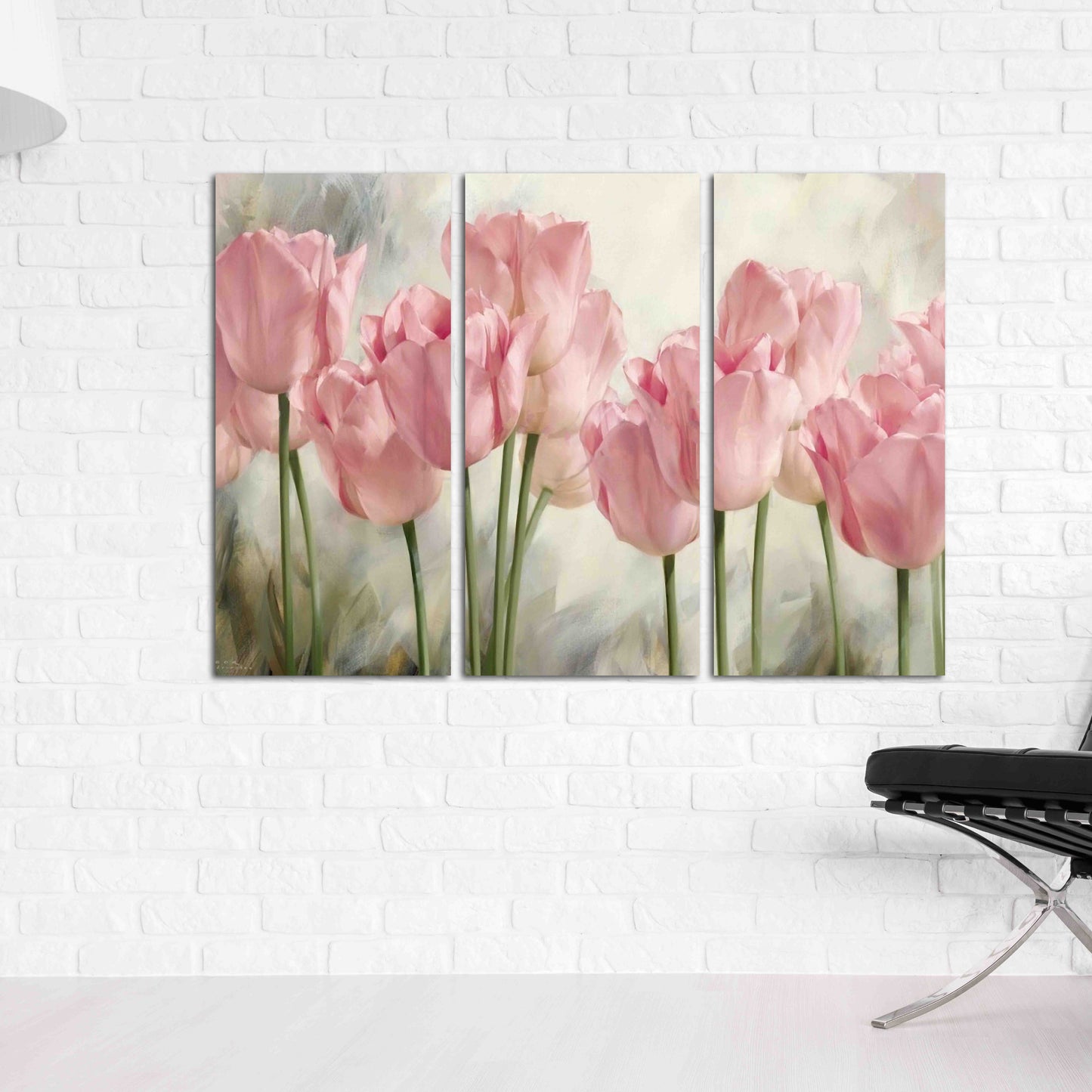 Pink tulips, Flowers wall art paintings on canvas, home wall decor, canvas painting, wall hanging decor, wall art for bedroom