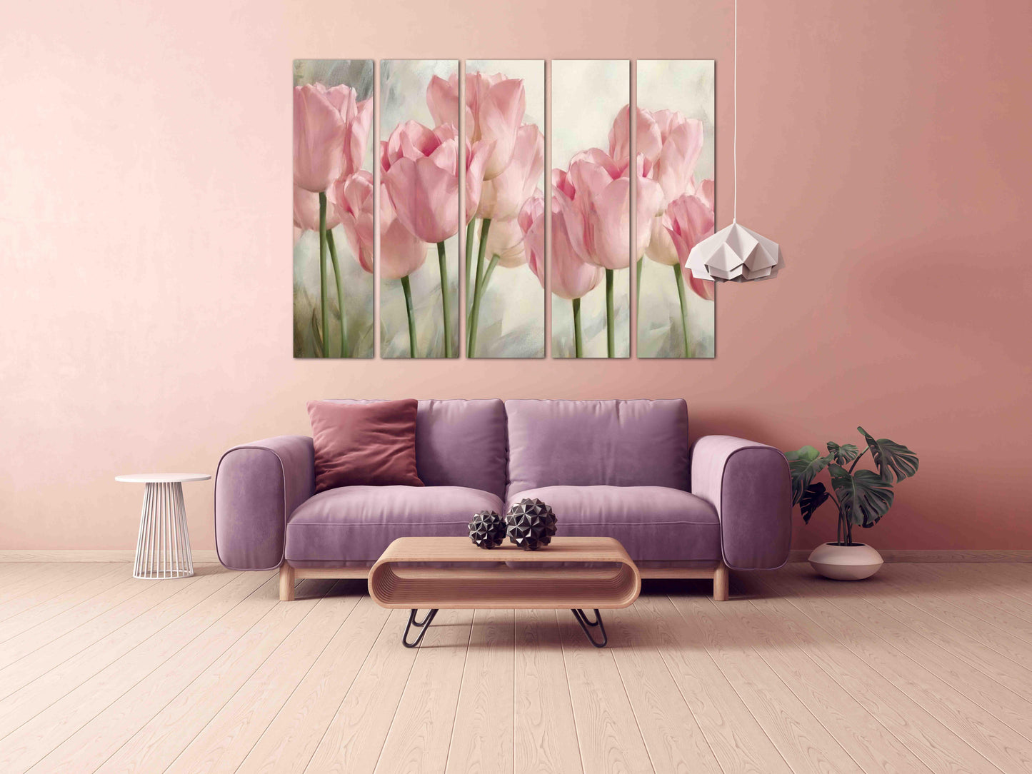 Pink tulips, Flowers wall art paintings on canvas, home wall decor, canvas painting, wall hanging decor, wall art for bedroom