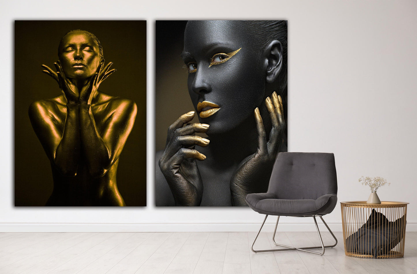 Moderne Wandkunstgemälde auf Leinwand, Wohndekor, afrikanische Leinwandkunst, Modewandkunst, druckbare Wandkunst, 2-teilige Wandkunst