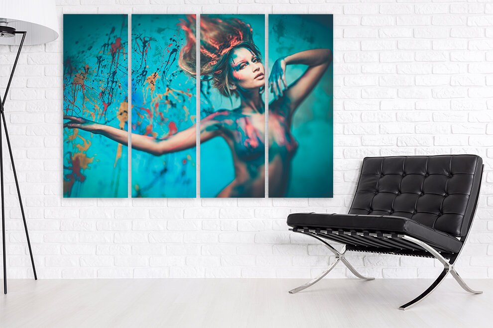 Gemälde Frauengesichter Wandkunst Gemälde auf Leinwand, Wohnwanddekor, Leinwandgemälde, Gießgemälde