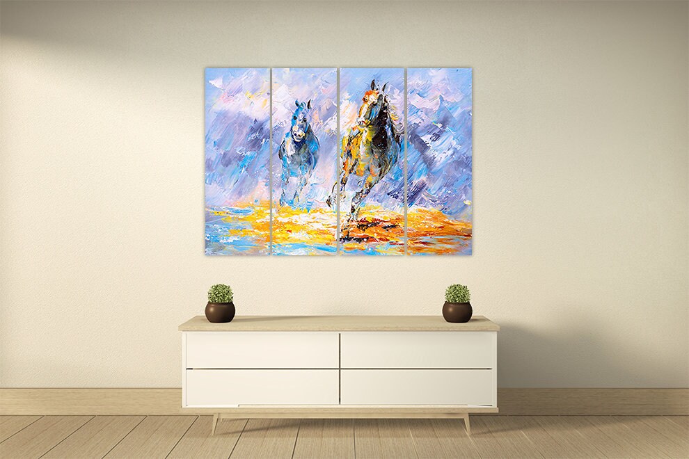 Horse printable art, watercolor horse Horse wall art paintings on canvas, home wall decor, canvas painting, wall art sets bedroom wall decor