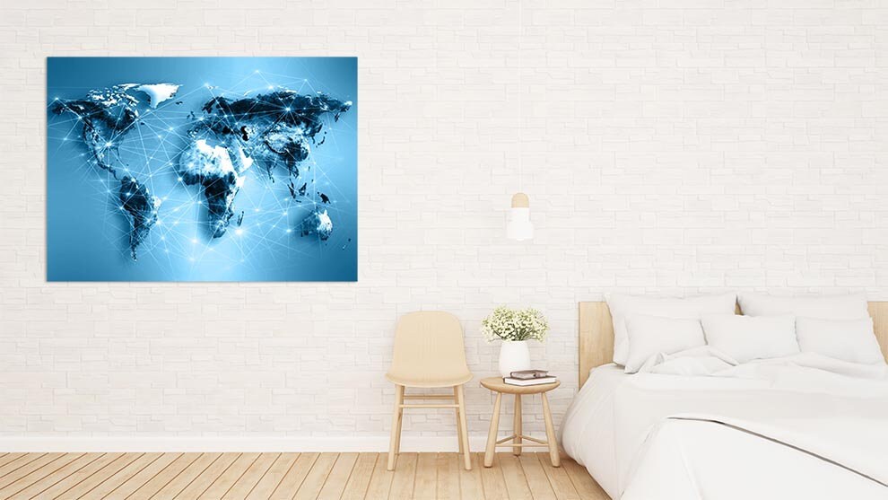 World map wall art paintings on canvas, world map canvas, home wall decor, canvas painting, extra large wall art, multi panel wall art