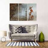 Vintage wall art, girl paintings on canvas, home wall decor, canvas painting, extra large 3 piece wall art, 4 panel wall art, 5 panel canvas