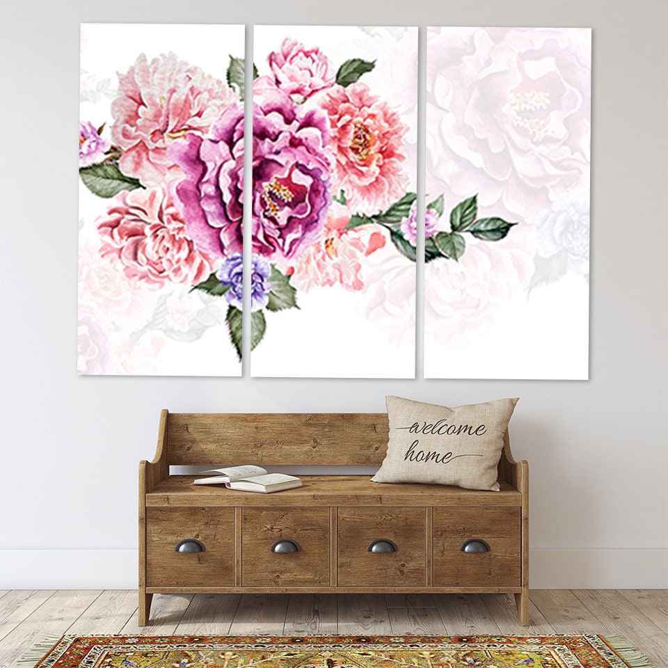 Wall art boho flowers, Botanical paintings, Flowers wall art paintings on canvas, bouquet of flowers wall art, boho flowers print