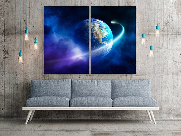 Сosmos wall art paintings on canvas outer space decor home wall decor canvas painting bedroom wall decor Moon multi panel wall art