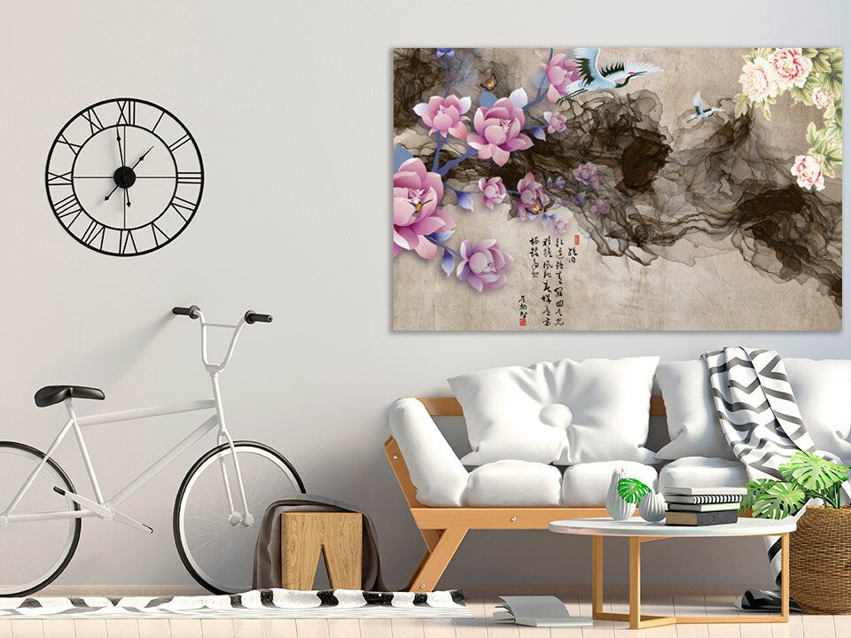 Druckbare Wandkunst abstrakte Blume, abstrakte Malerei, Wohndekor-Geschenk, Leinwandkunst abstrakt, mehrteilige Wandkunst, zeitgenössische Kunst
