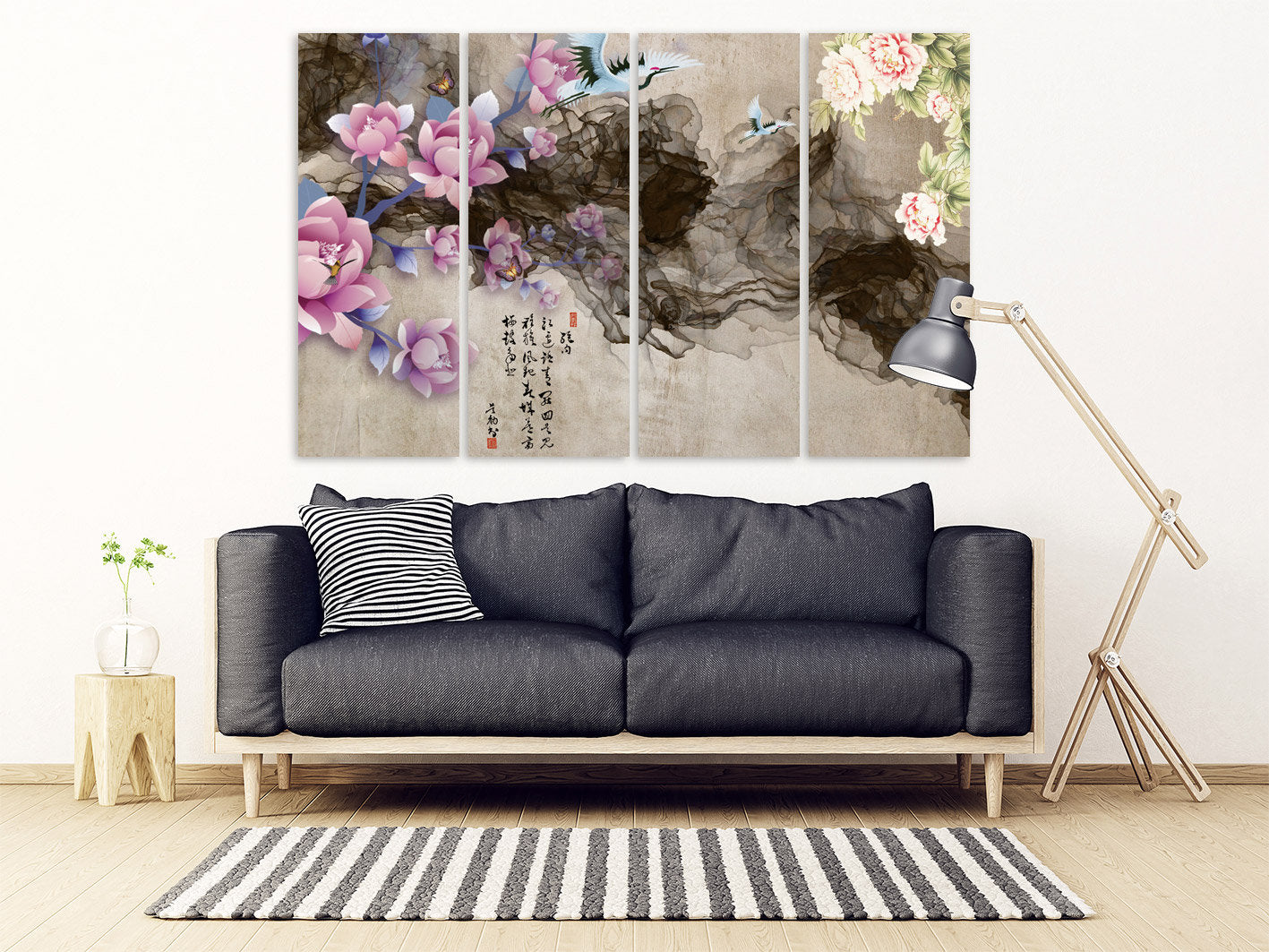 Druckbare Wandkunst abstrakte Blume, abstrakte Malerei, Wohndekor-Geschenk, Leinwandkunst abstrakt, mehrteilige Wandkunst, zeitgenössische Kunst