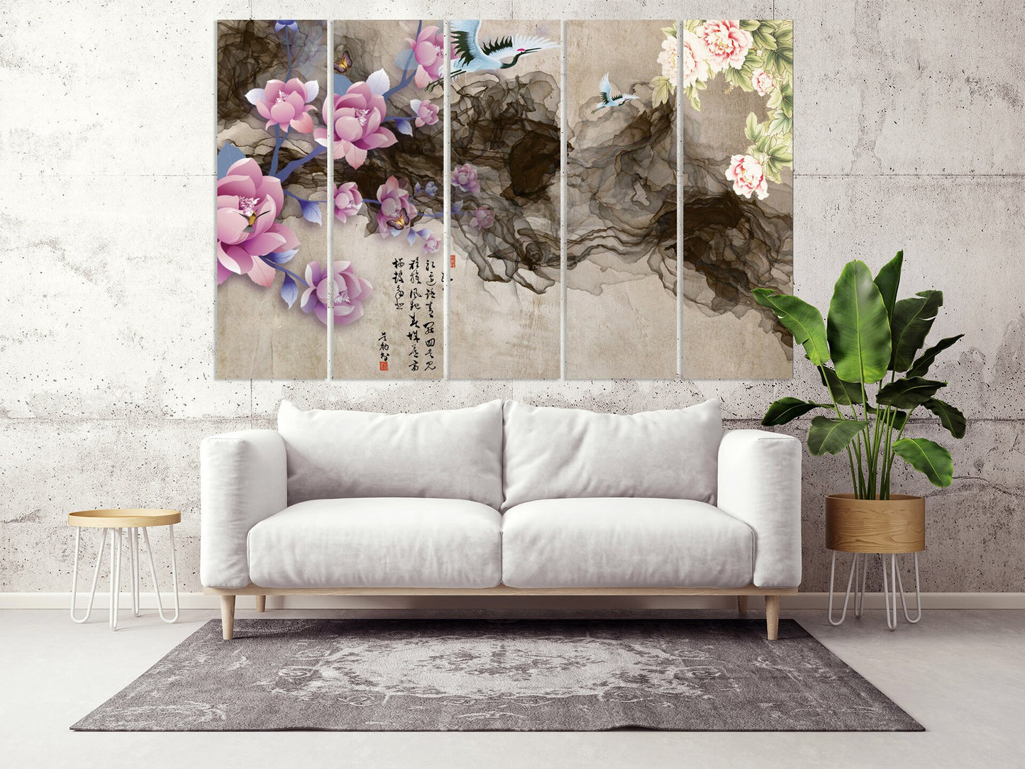 Druckbare Wandkunst abstrakte Blume, abstrakte Malerei, Wohndekor-Geschenk, Leinwandkunst abstrakt, mehrteilige Wandkunst, zeitgenössische Kunst