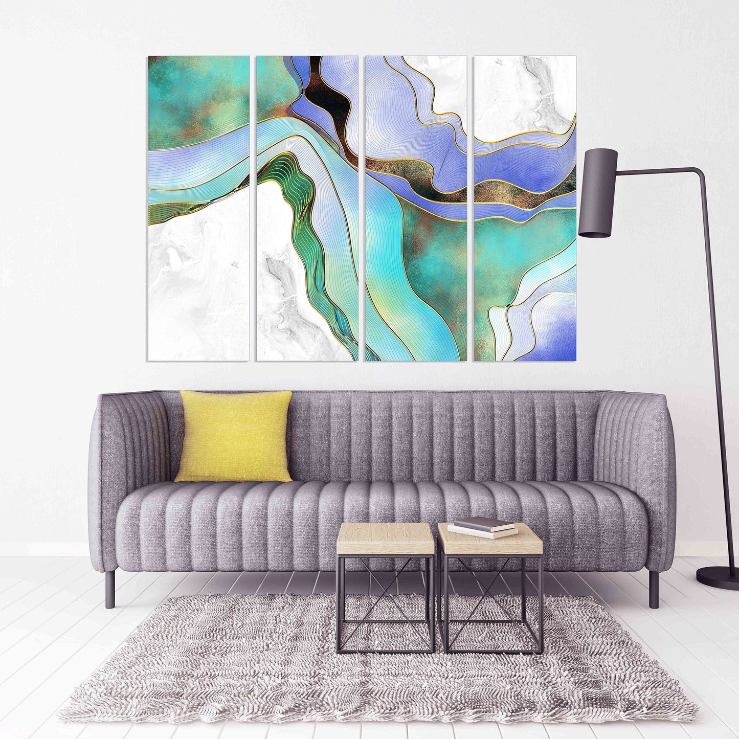 Abstraktes Wandkunstgemälde auf Leinwand, Bilderrahmen, extragroß, mehrteilige Wandkunst, abstrakter Druck, Wanddekoration, ruhige horizontale Kunst
