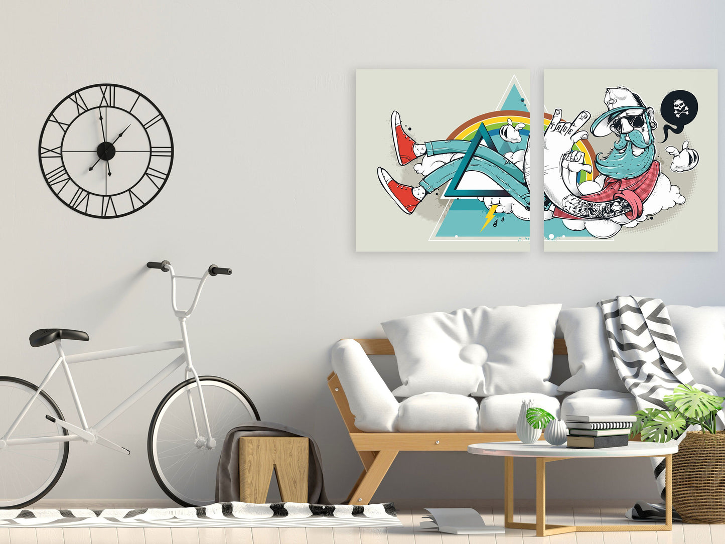 Abstract graffiti hipster wall art, pop culture gift, canvas wall art funny Extra large wall art