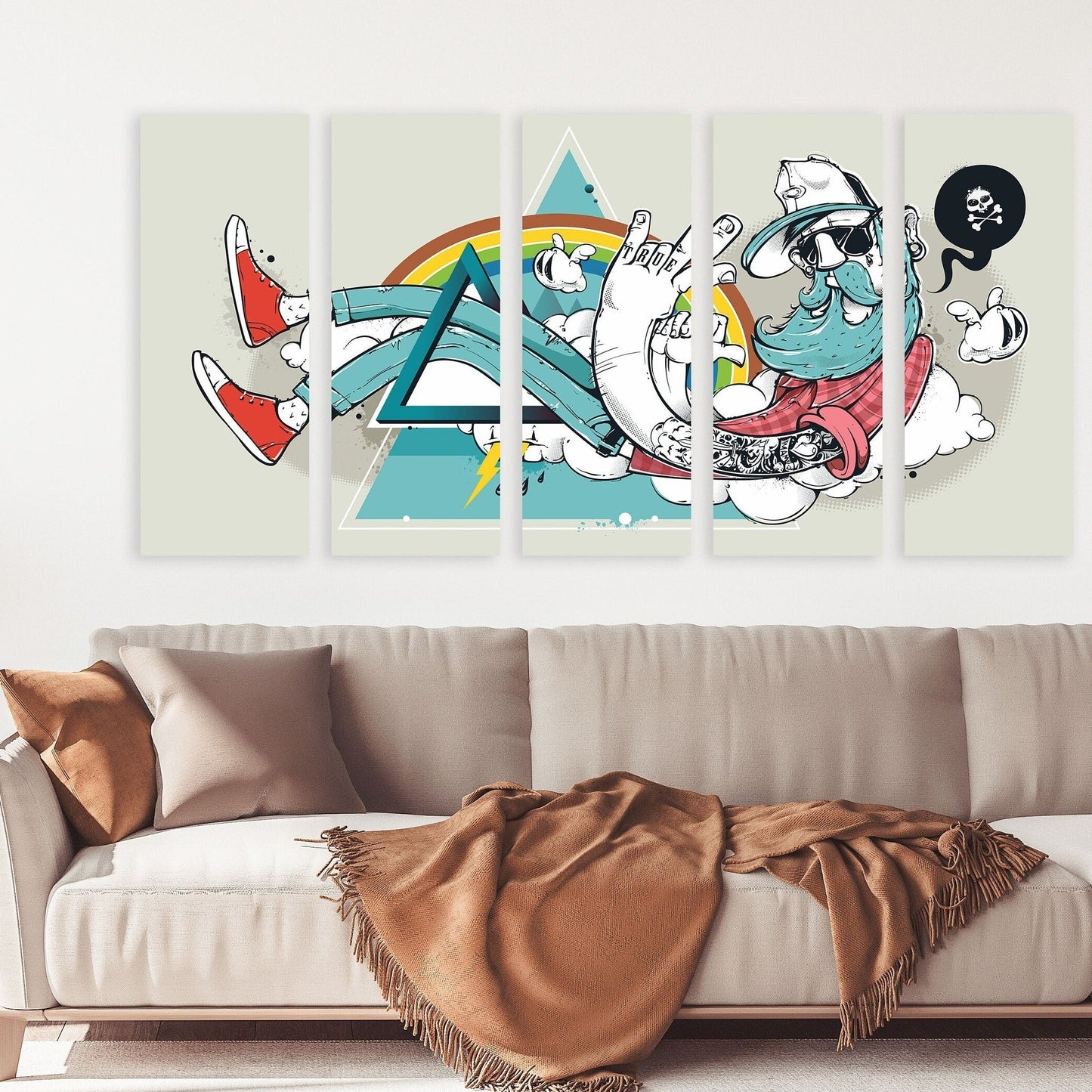 Abstract graffiti hipster wall art, pop culture gift, canvas wall art funny Extra large wall art