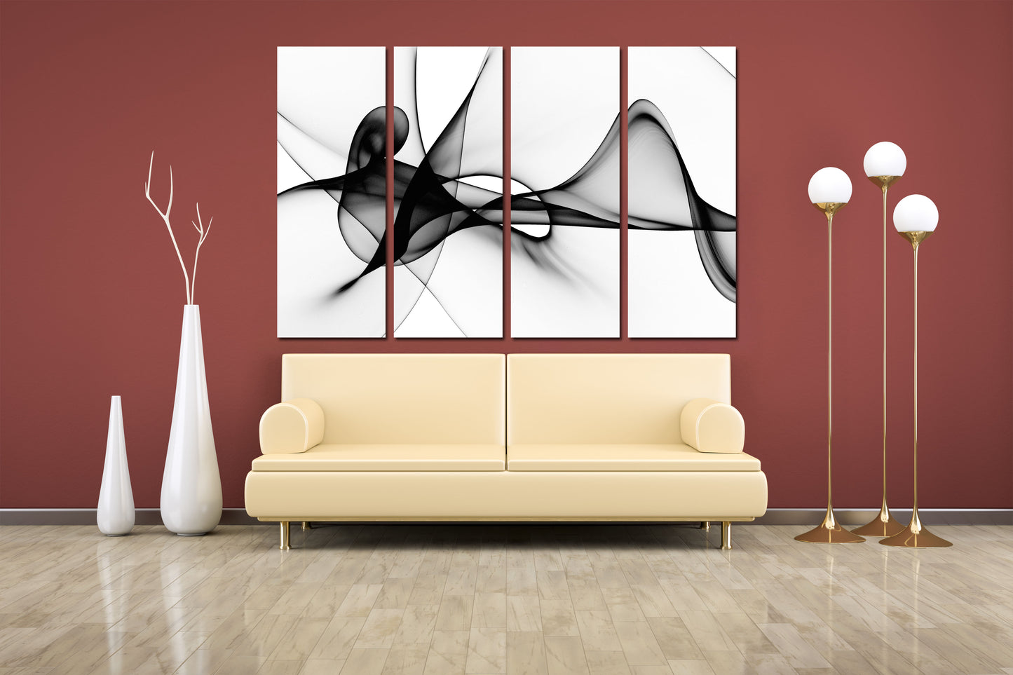 Black and white art Multi panel canvas Multi panel wall art dining room wall decor Abstract wall art Abstract painting Extra large wall art