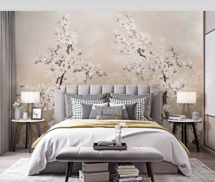 Sakura blossom floral wall mural peel and stick wallpaper botanical blossom wall mural wallpaper mural tree photo flower wall decals